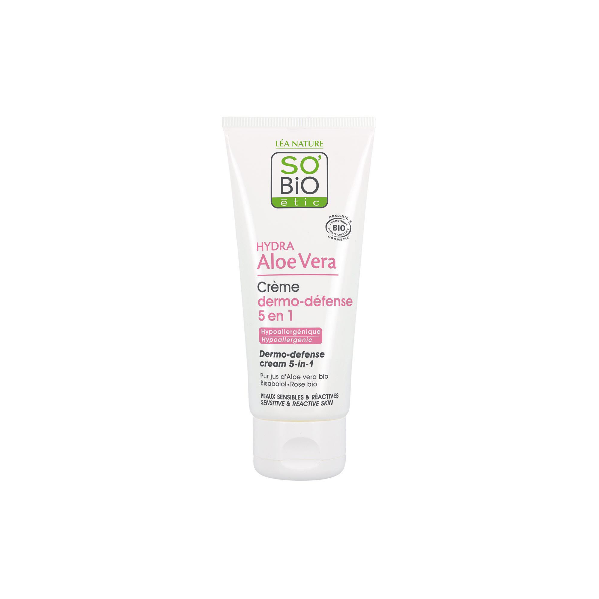 SO'BIO etic | Hydra Aloe Vera Dermo-Defense cream 50ml. เติมน้ำให้ผิวชุ่มชื้น เนียนนุ่ม ไม่แห้งตึง