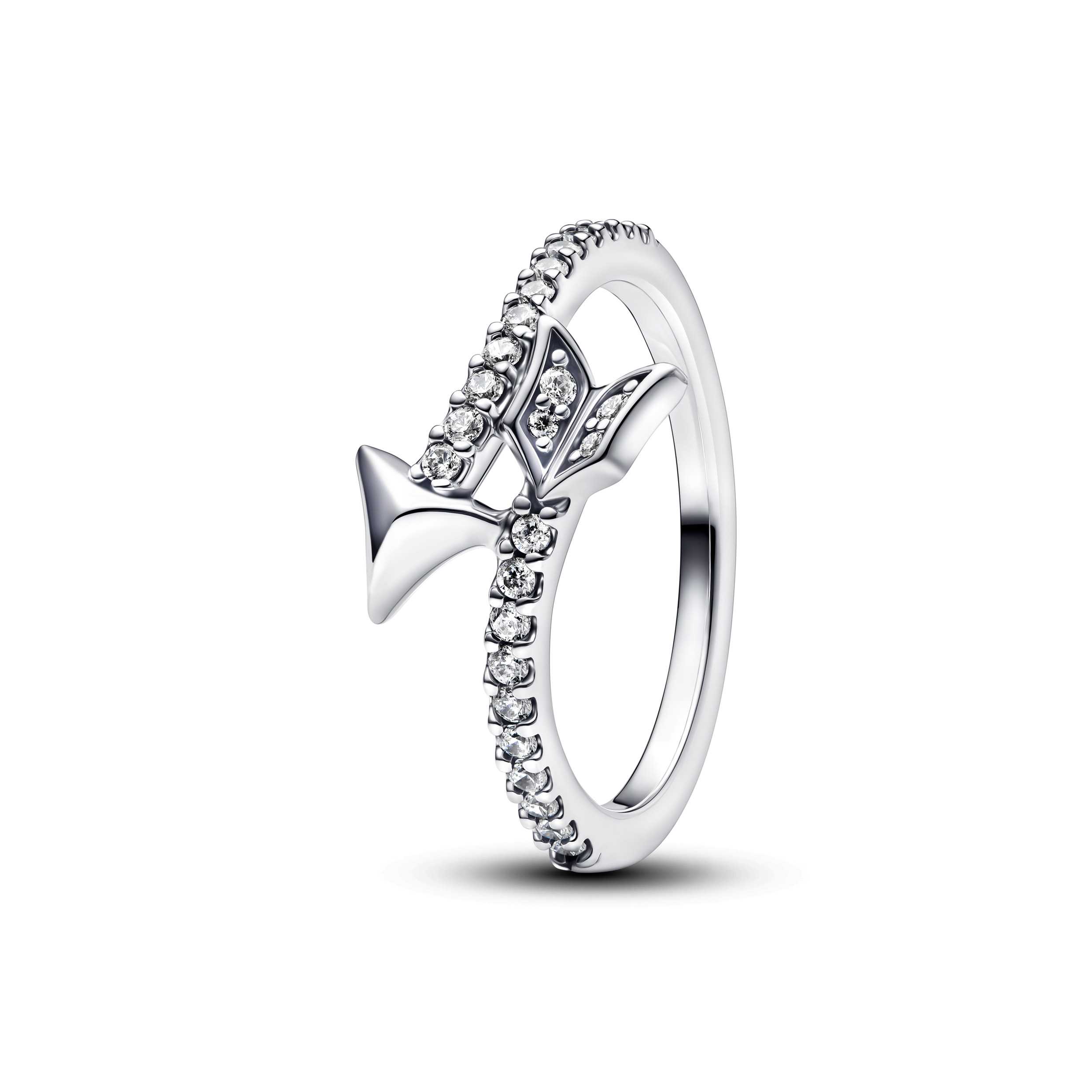 Arrow sterling silver ring with clear cubic zirconia