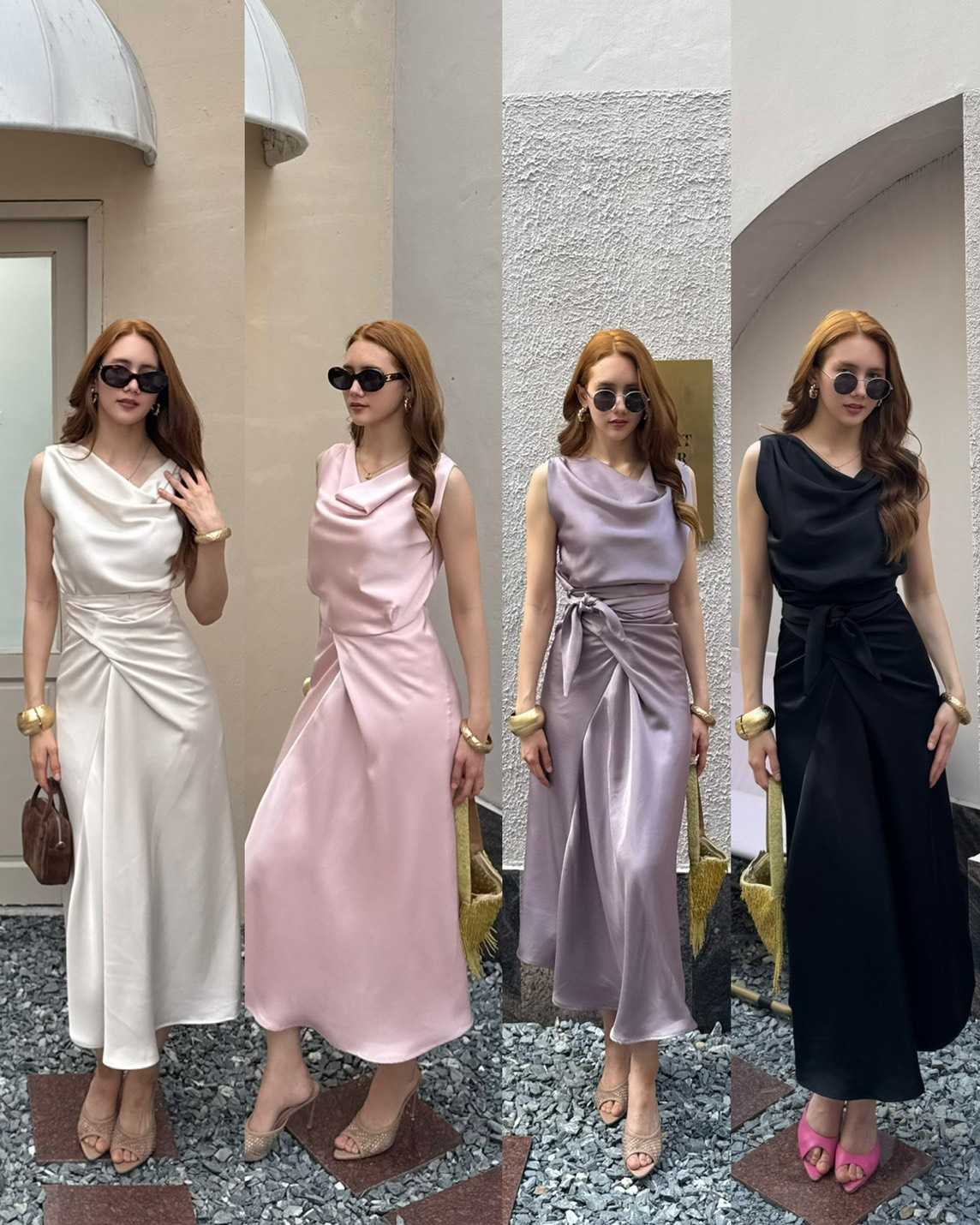 Zelda Dress เดรสซาตินคอเดรป เดรสออกงาน เดรสไปงานแต่ง