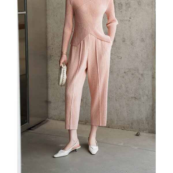 ยาว35นิ้ว! 2MUAY รุ่น GJO7337 กางเกงพลีทคุณภาพ THICK SLIM LEG PLEATED PANTS 10 สี FREE SIZE