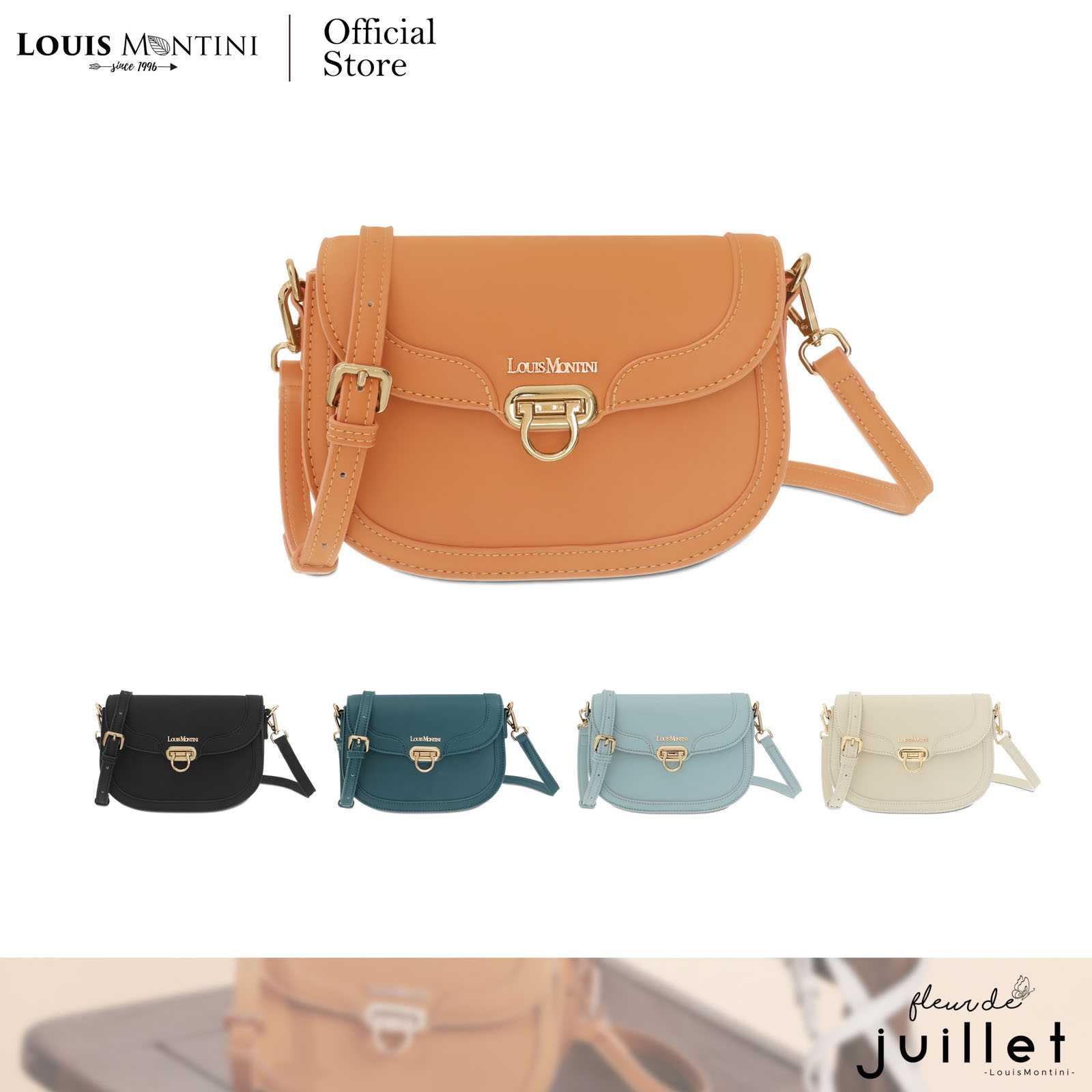 Louis Montini (Fleur De Juillet) กระเป๋าผู้หญิงสะพายข้าง Women's Shoulder Bag LY18 - Larkspur #18