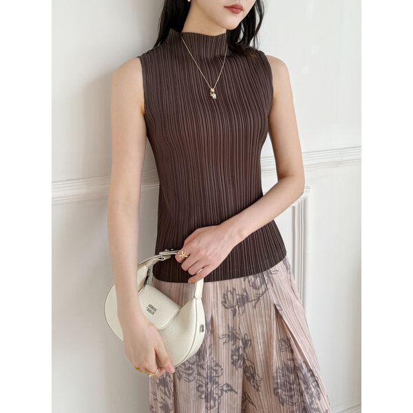 2MUAY BASIC รุ่น GJO7658 BASIC HIGH NECK PLEATED TOP เสื้ออัดพลีทงานคุณภาพ 22สี FREE SIZE