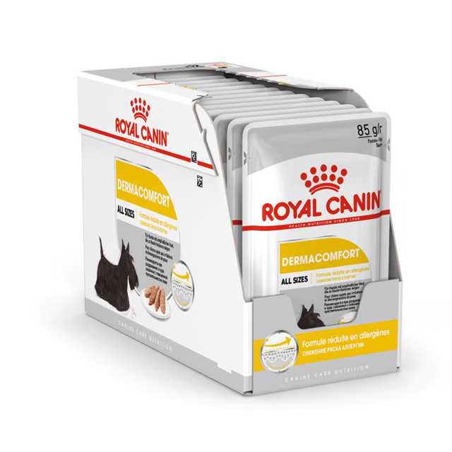 Royal canin Dermacomfort wet 85gx12 ซอง  อาหารเปียกสำหรับสุนัขบำรุงผิวหนังและขน