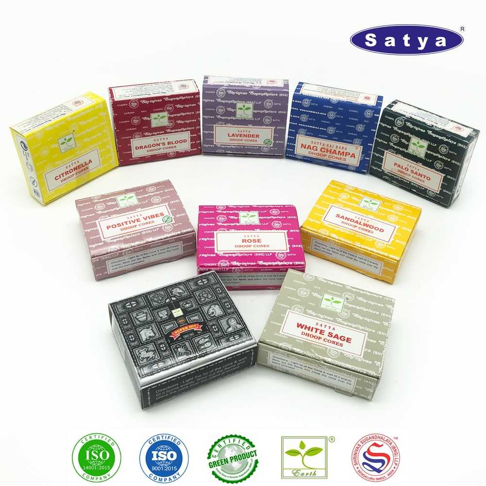 Satya กำยานอินเดีย เกรดพรีเมี่ยม 10 กลิ่น แพคเล็ก กล่องใหญ่ Nag Champa Super Hit เลือดมังกร