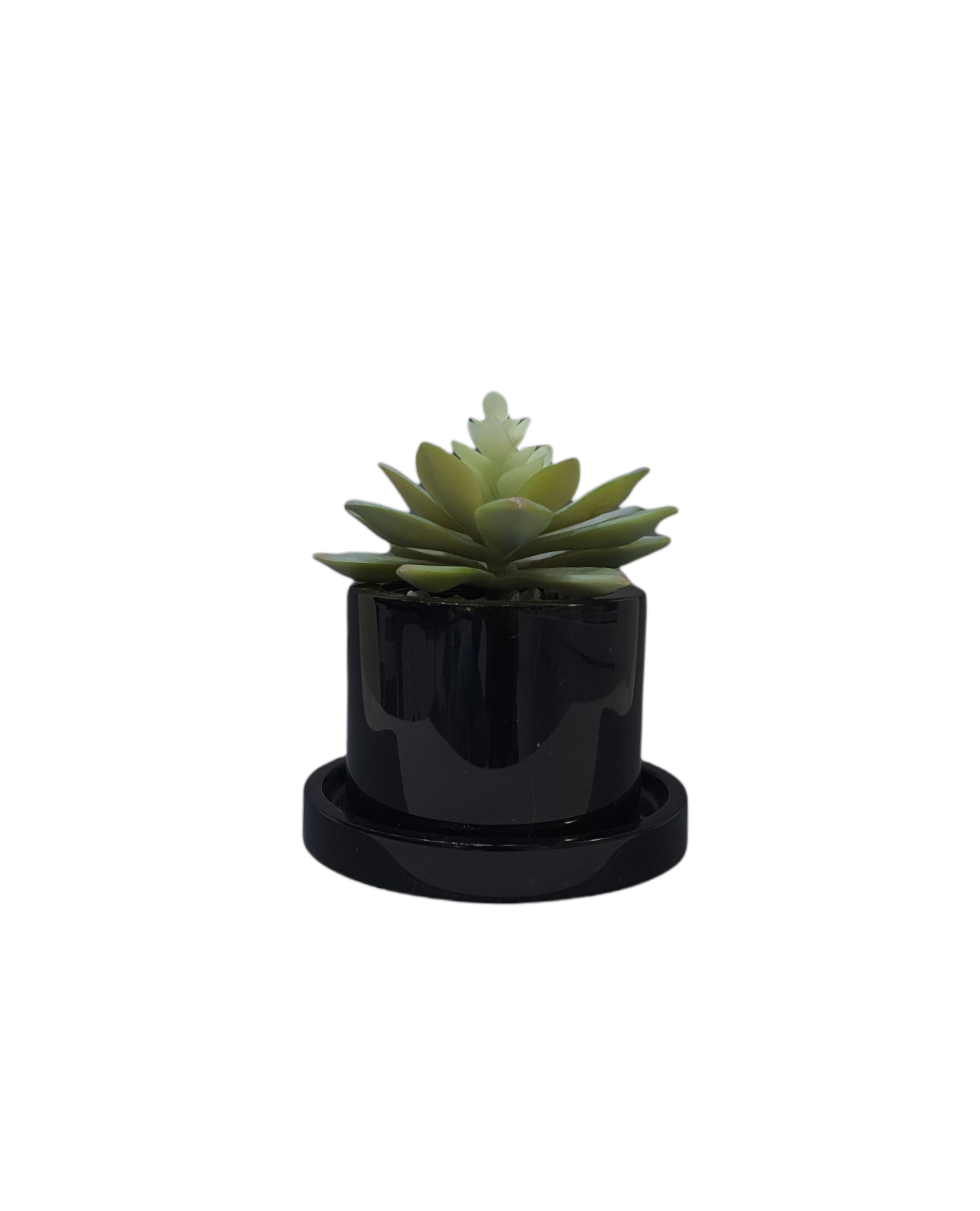 Plant Pot + Plate, Marble, Black, S