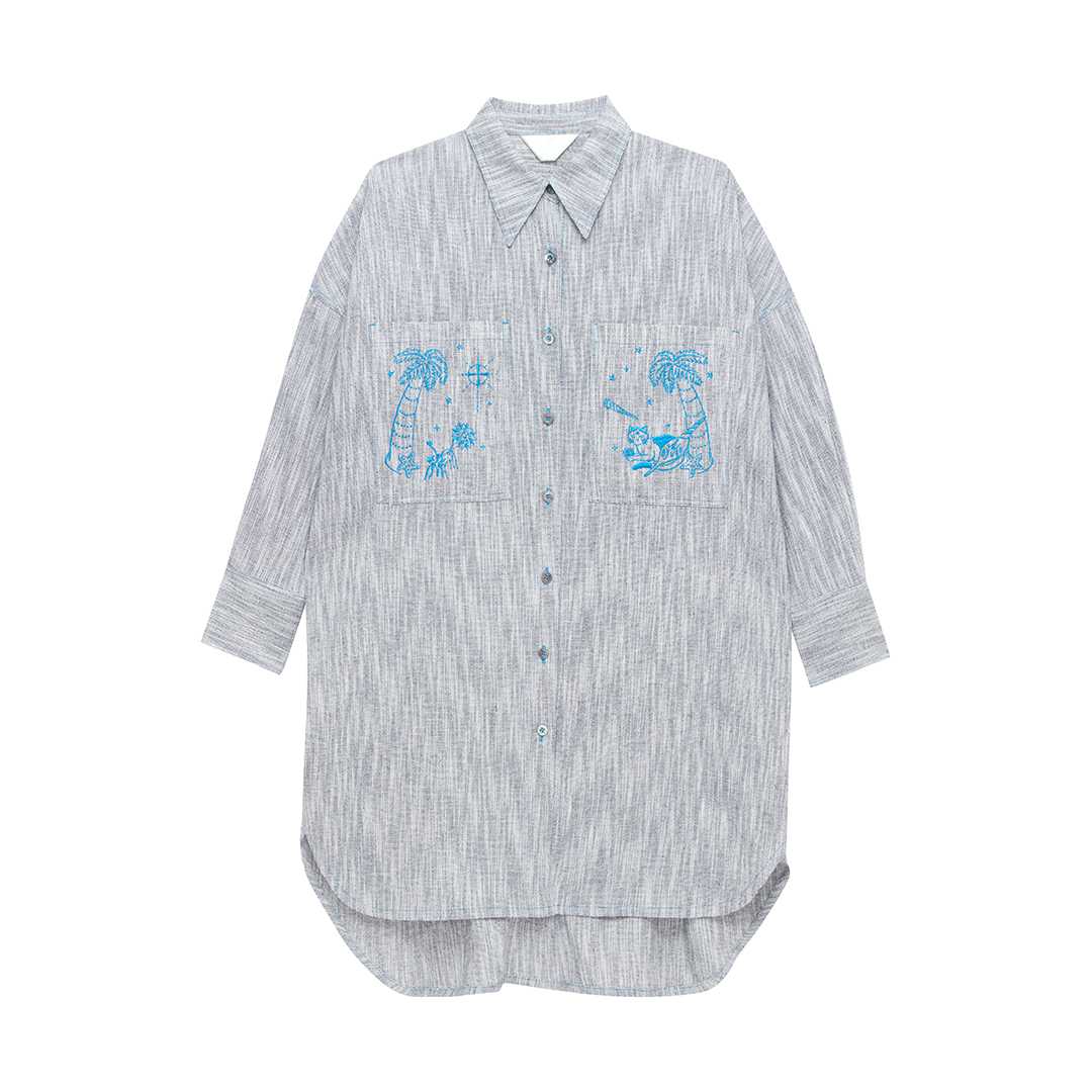 Sketch Embroidery Shirt Dress