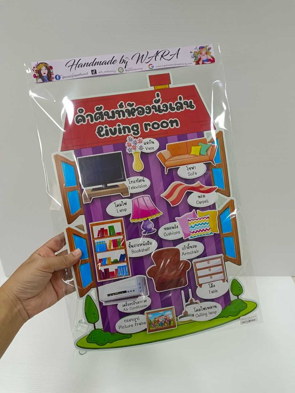 งานสื่อ ติดแปะ ห้องนั่งเล่น + ขาตั้งใส คำศัพท์ไทย-อังกฤษ