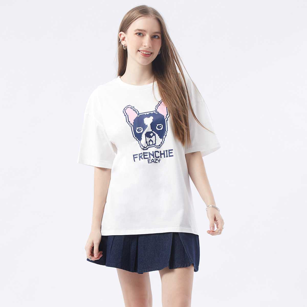 เสื้อทีเชิ้ตลายเฟรนช์ชี่ อีซี่ ทรงโอเวอร์ไซส์ | Oversized Frenchie Eazy Print Tee Shirt | 06257