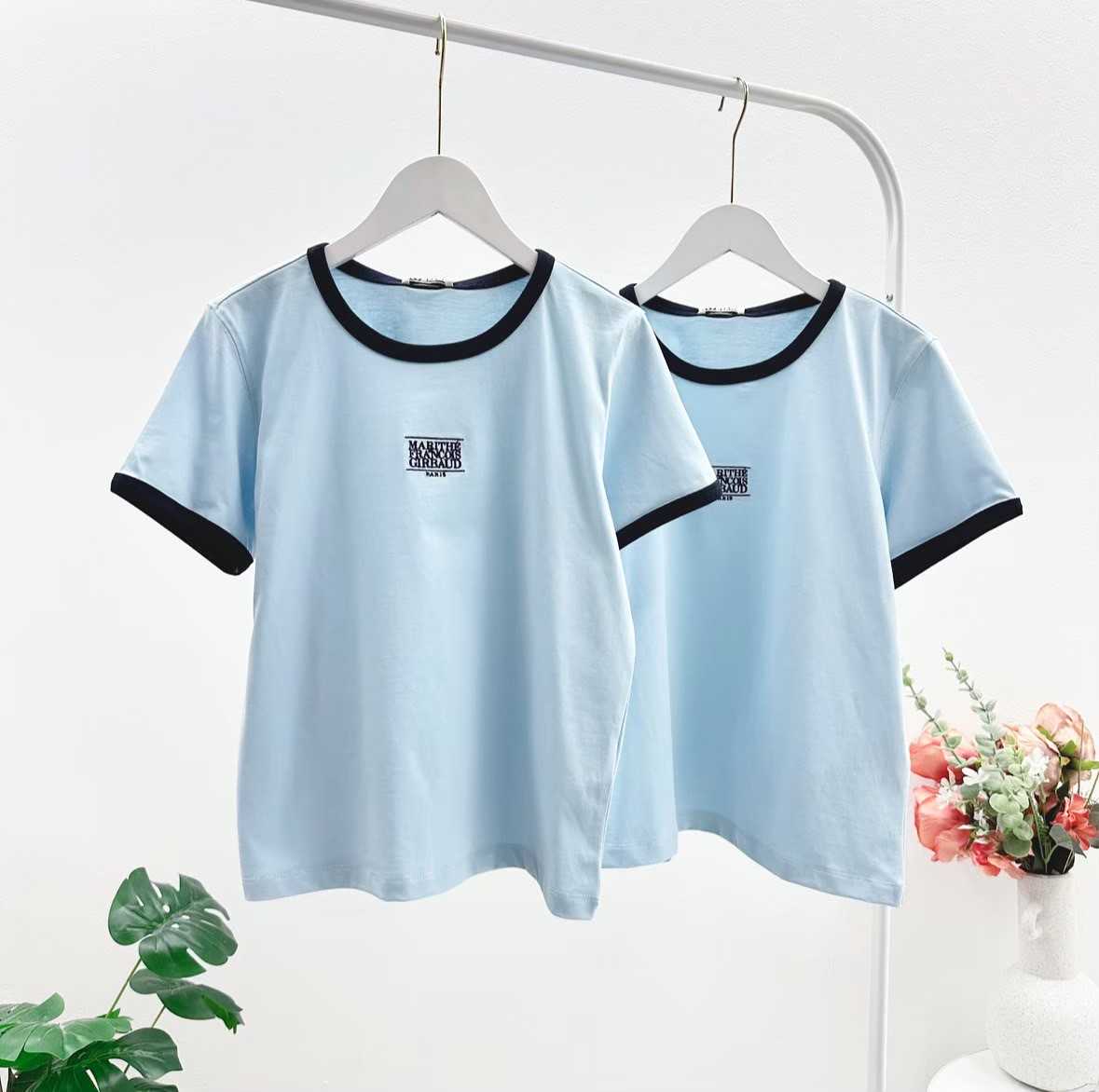 Marithe Classic logo Ringer Tee (Sky Blue)