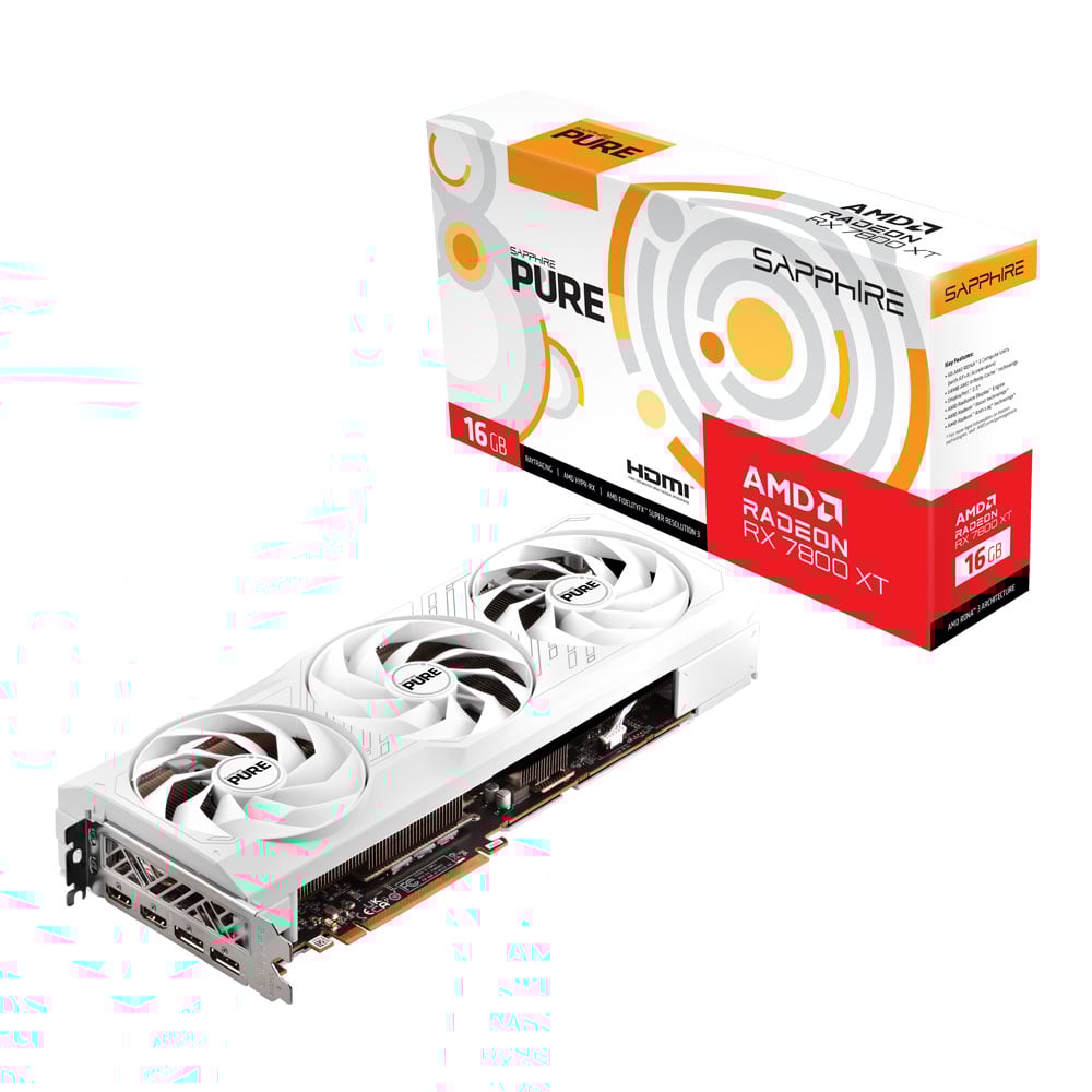 VGA (การ์ดแสดงผล) SAPPHIRE PURE AMD RADEON RX 7800 XT 16GB - 16GB GDDR6 (WHITE) (11330-03-20G)