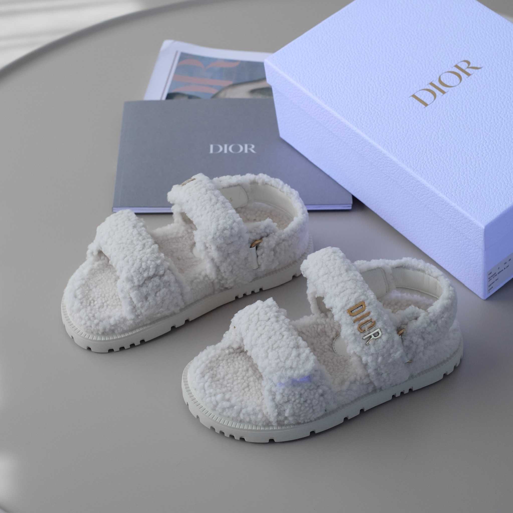 NEW! DIOR ACT SANDAL White Shearling | Shoes