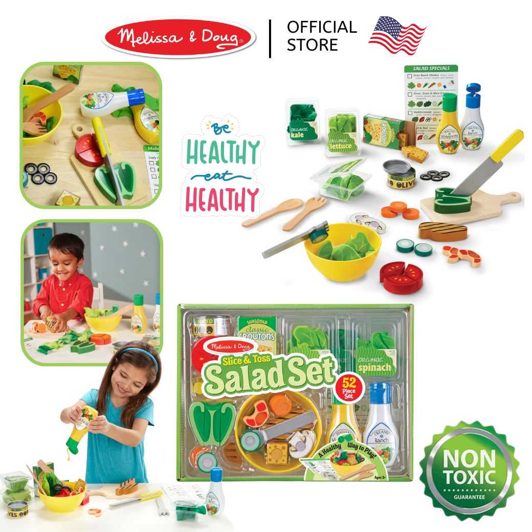 (ของแท้ USA) ของเล่นผักสลัด ของเล่นทำอาหาร Slice & Toss Salad Set Melissa & Doug ทำครัว 9310