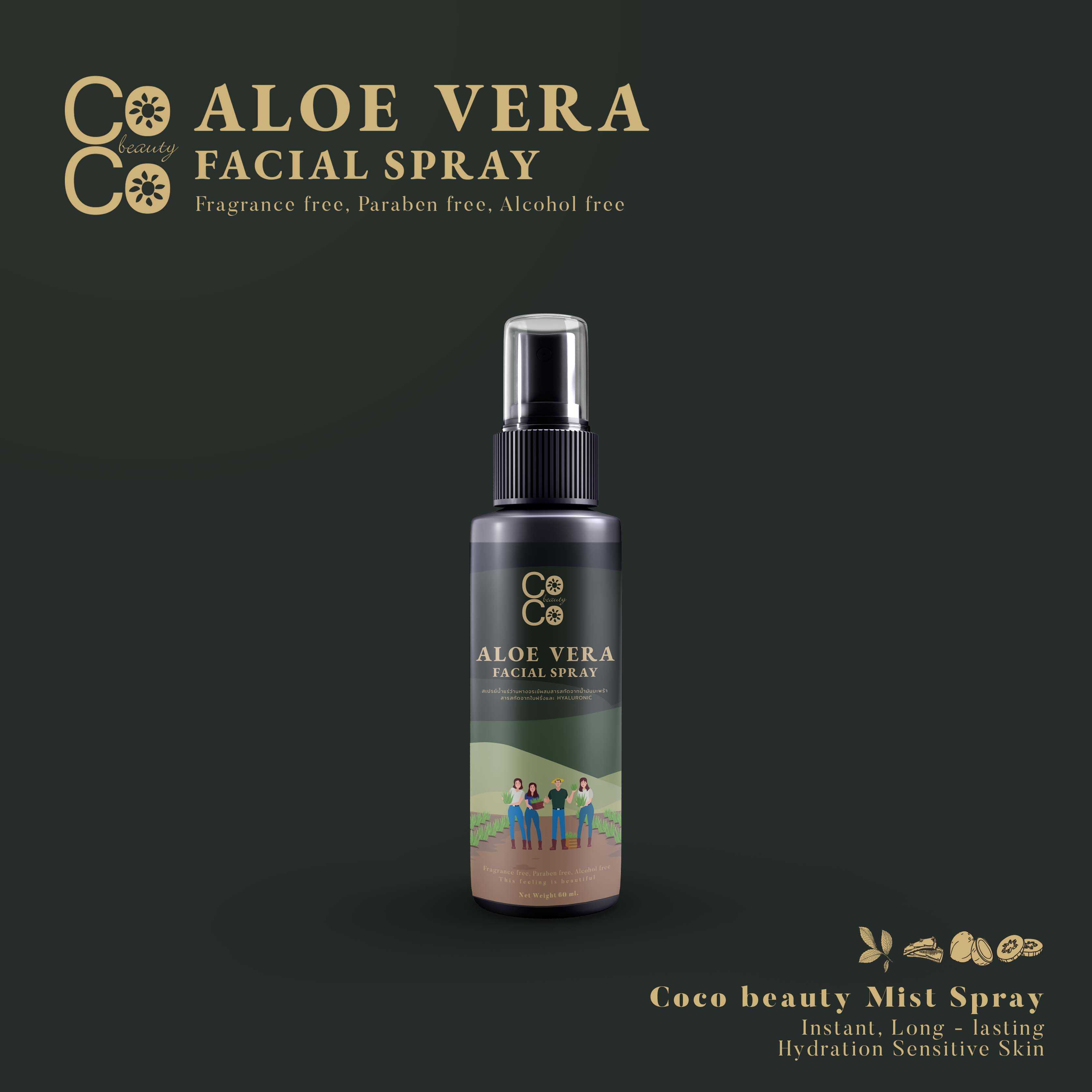 Coco beauty Aloe vera Facial spray สเปรย์น้ำแร่ว่านหางจรเข้ผสมสารสกัดจากน้ำมันมะพร้าว