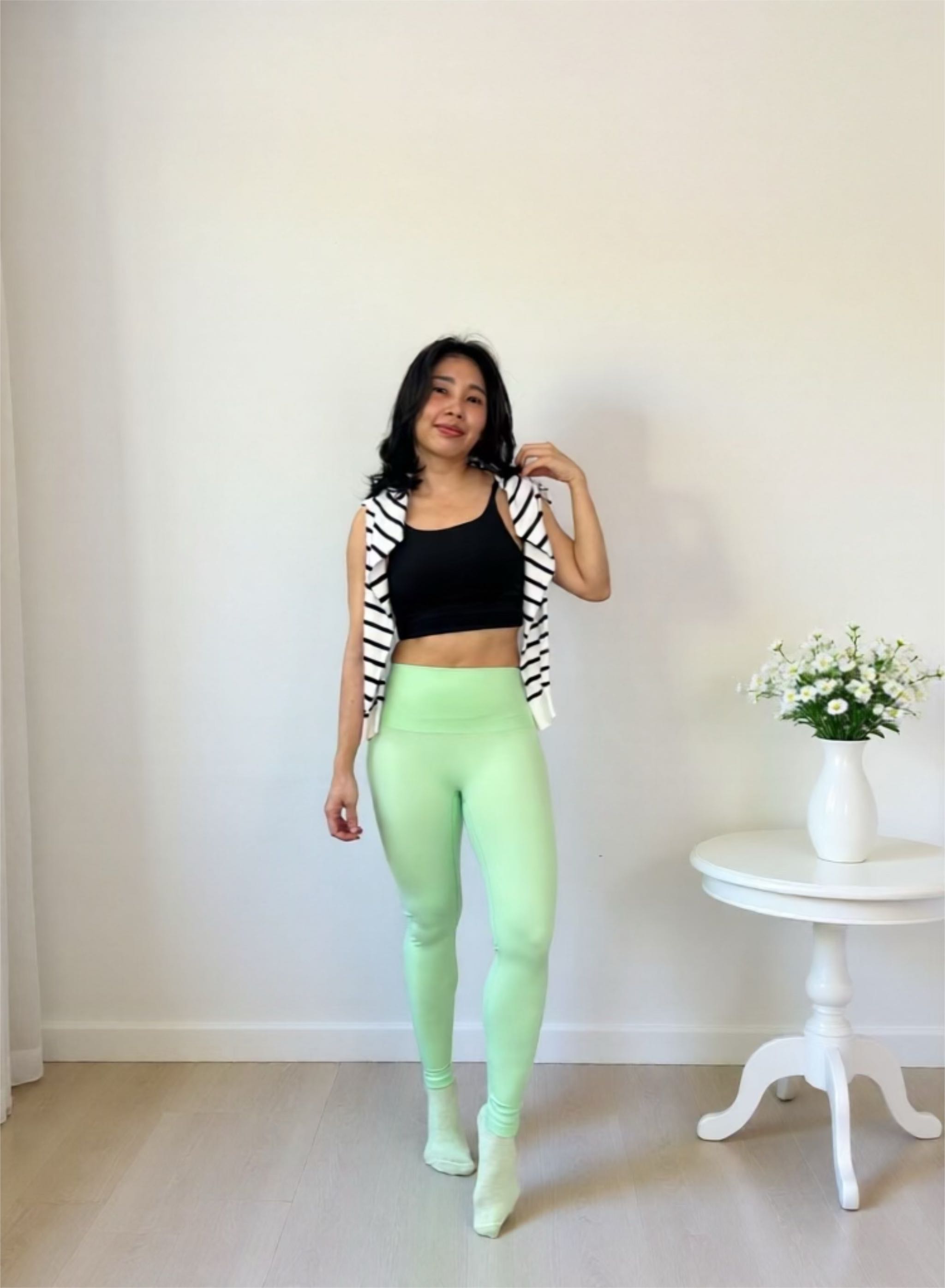 New Pastel Green Leggings Plain Color