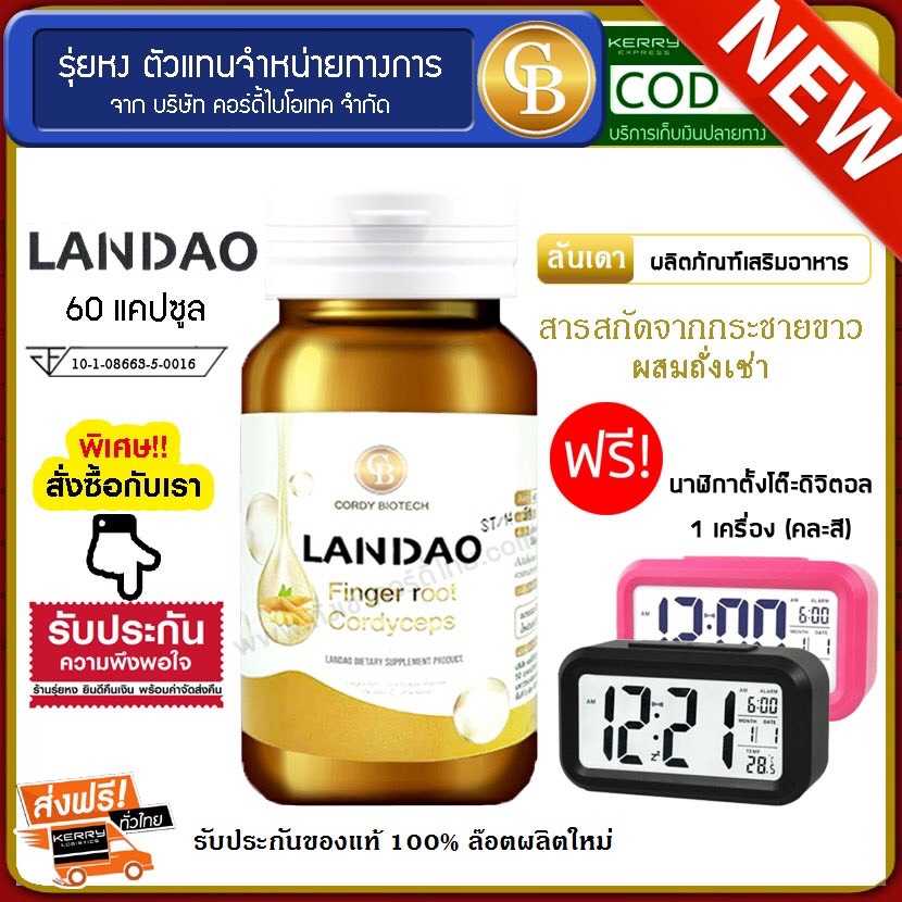 Landao ลันเดา สารสกัดกระชายขาว ผสมถั่งเช่า เสริมภูมิต้านทาน 1 ขวด แถม นาฬิกา