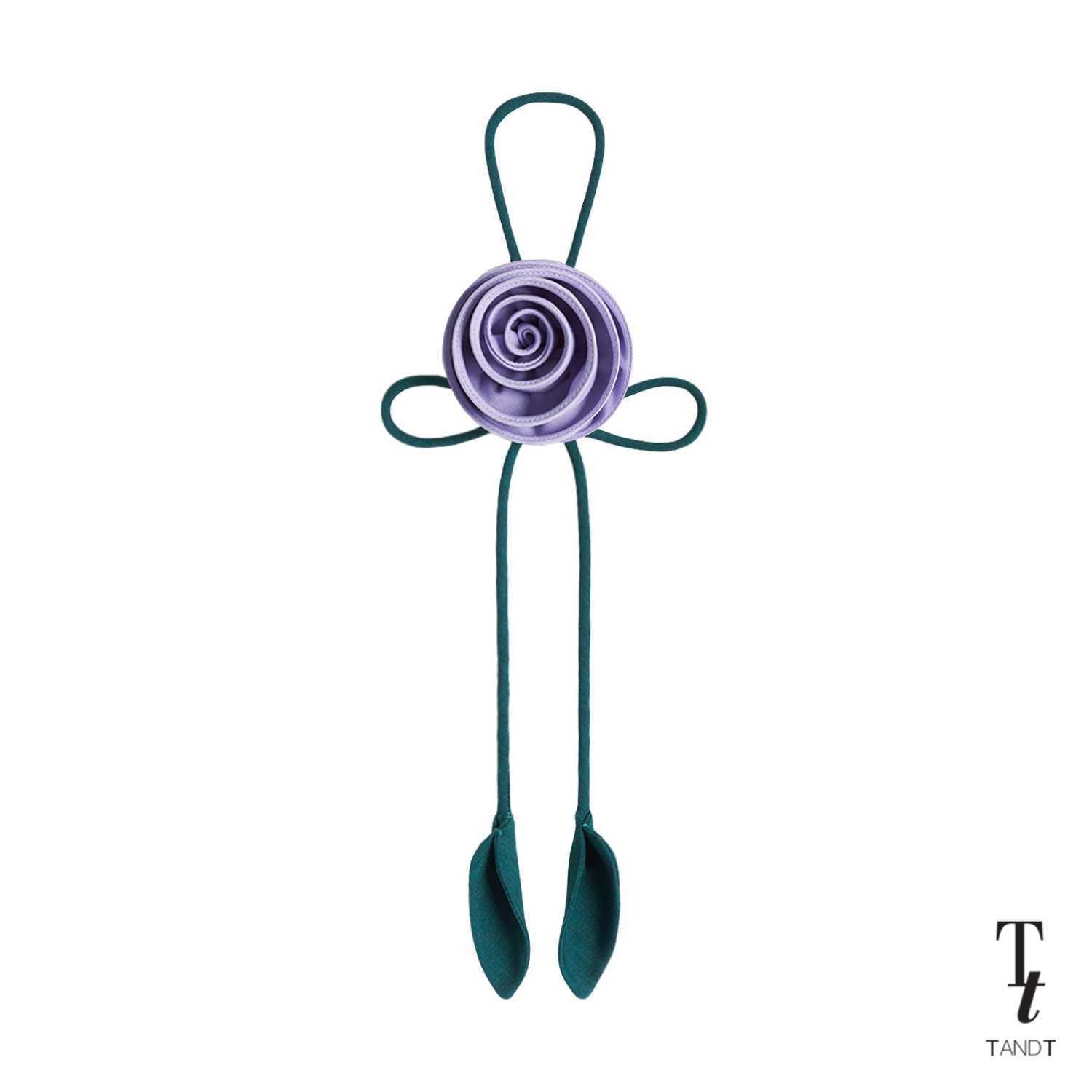 TandT - LILAC ROSEN TIE - ROSE HAND-CRAFTED PIN AND TIE
