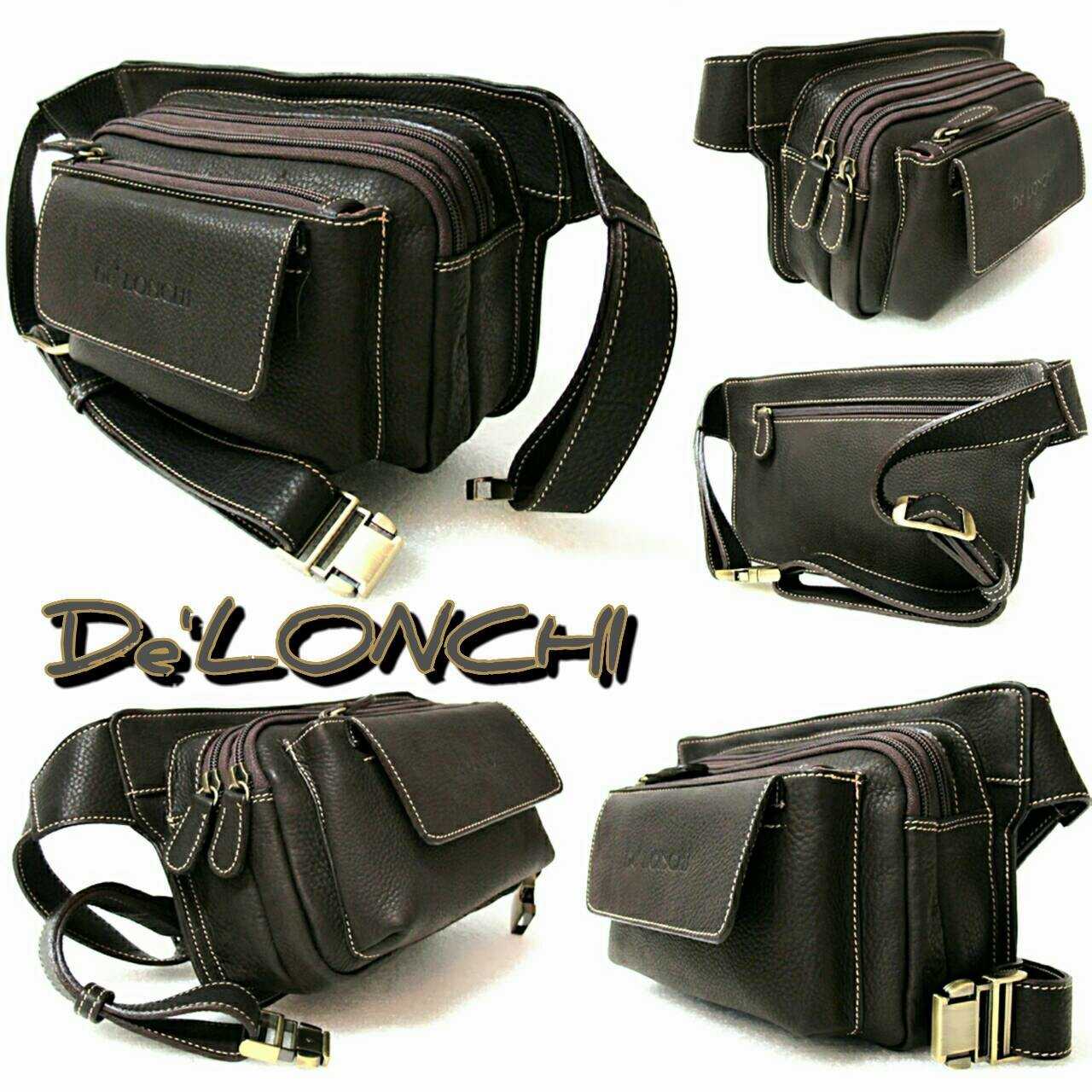 Delonchi กระเป๋าหนัง คาดเอว หนังชามัวส์ฝอกนิ่ม รุ่น de018