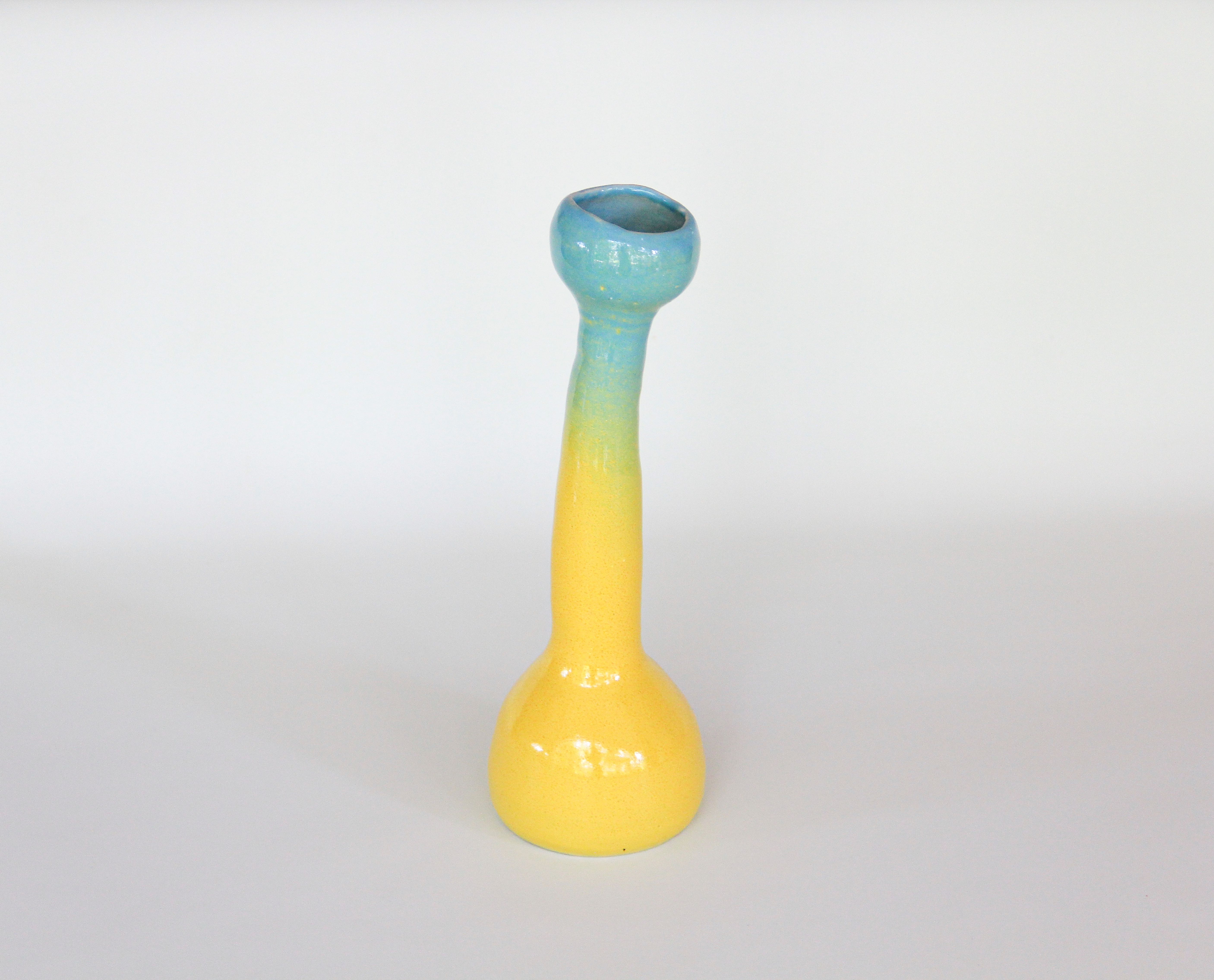 Lemon Yellow Baby Blue Gradient Monster Vase
