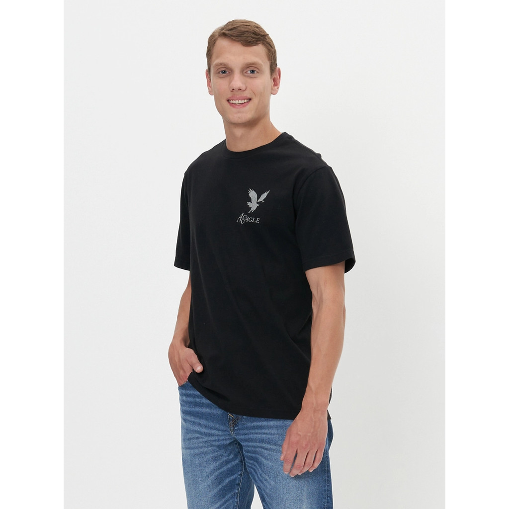 American Eagle เสื้อยืดผู้ชาย G MFO SS SET IN TEE- PC DYE สี BLACK - 017-2721-043