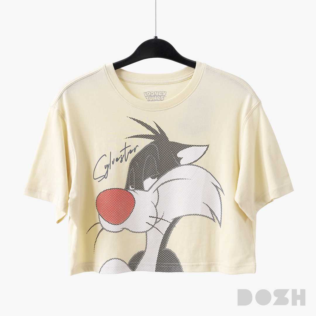 DOSH WOMEN'S CROPPED TOPS LOONEY TUNES เสื้อยืดทรงครอปสั้น ผู้หญิง DLTWT1001-CR
