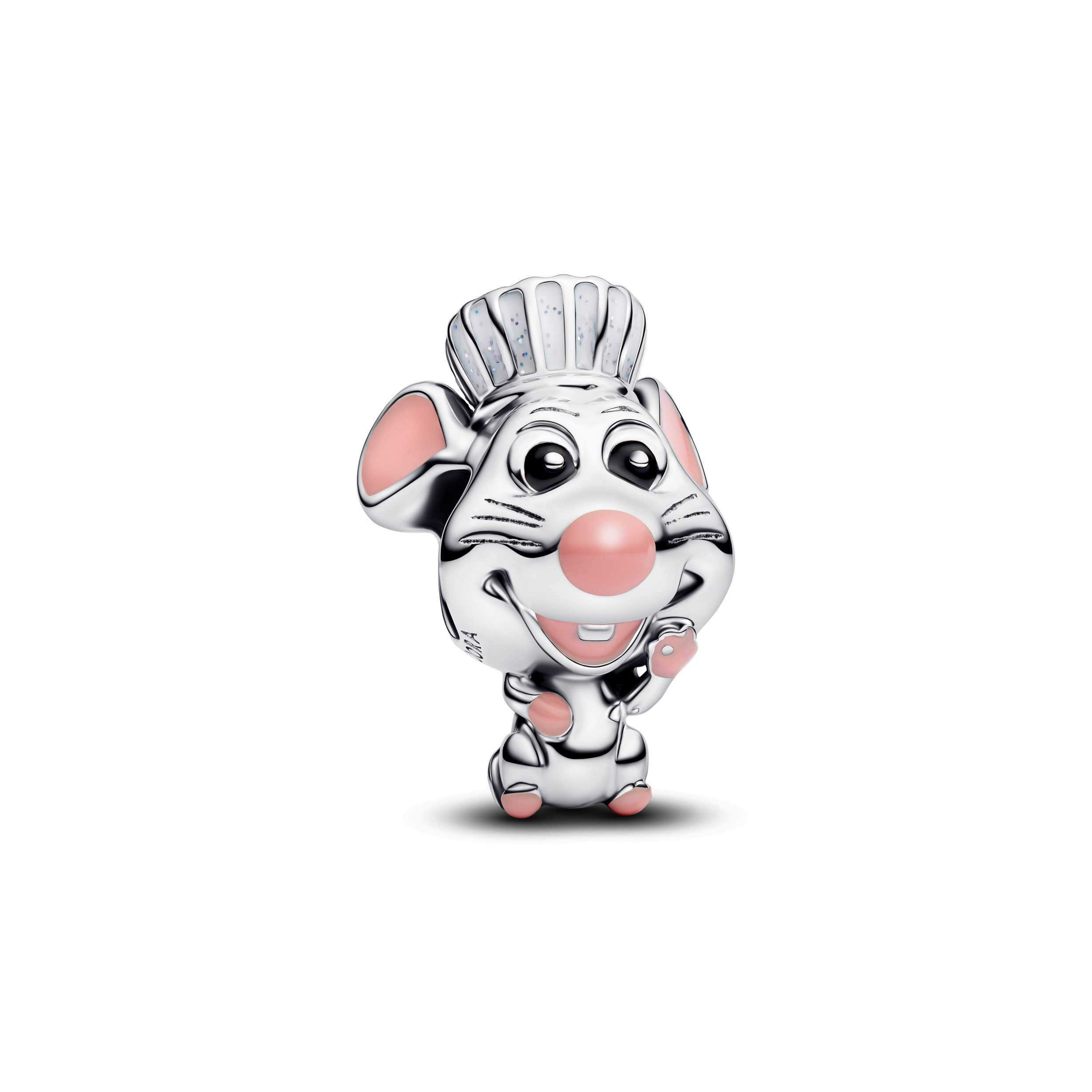 Disney Pixar Remy sterling silver charm with black, pink and glittery white enamel