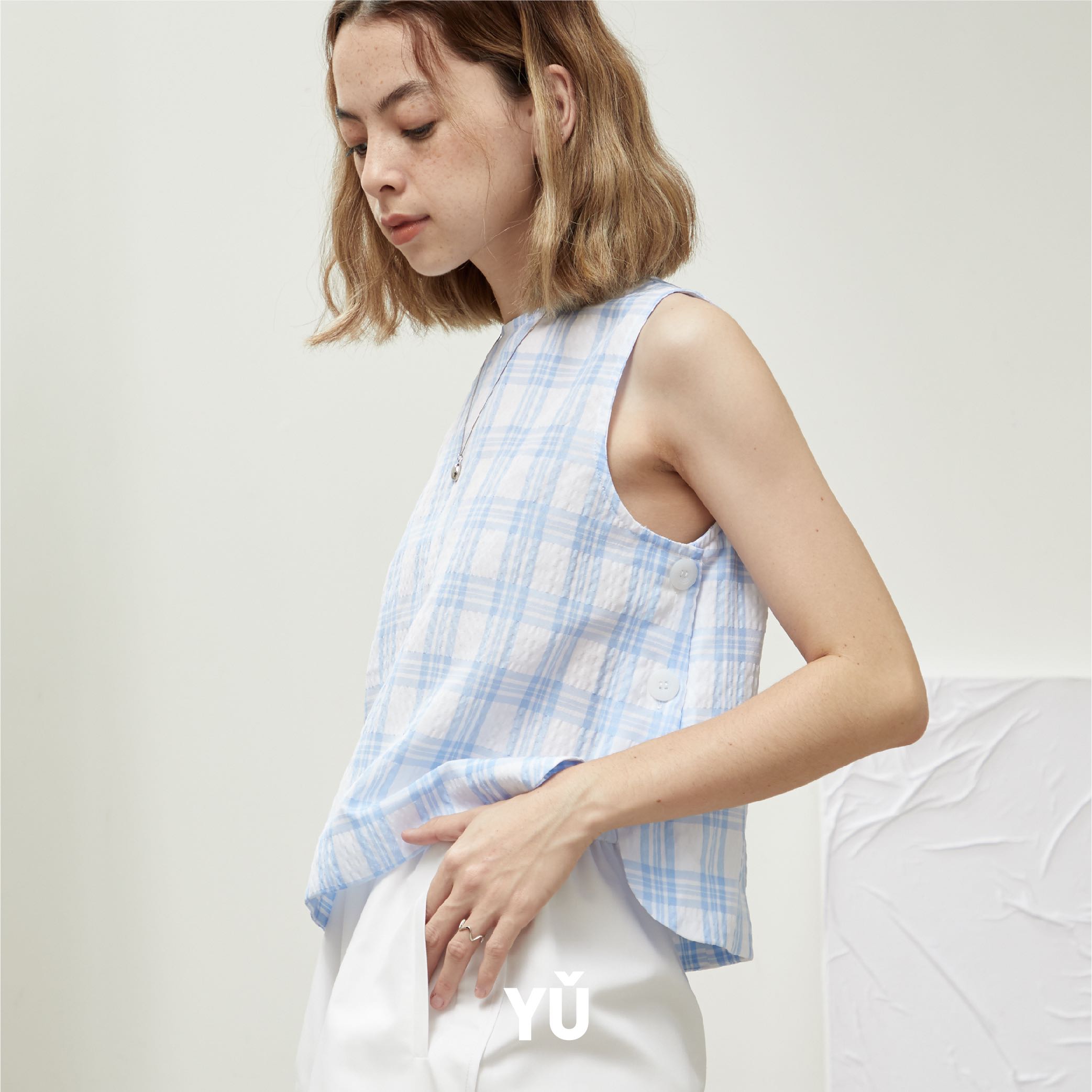 Sleeveless Top with Side Buttons