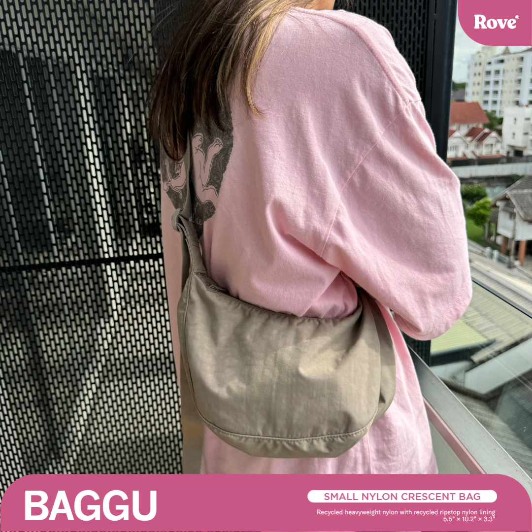 BAGGU Small Nylon Crescent Bag - Dove