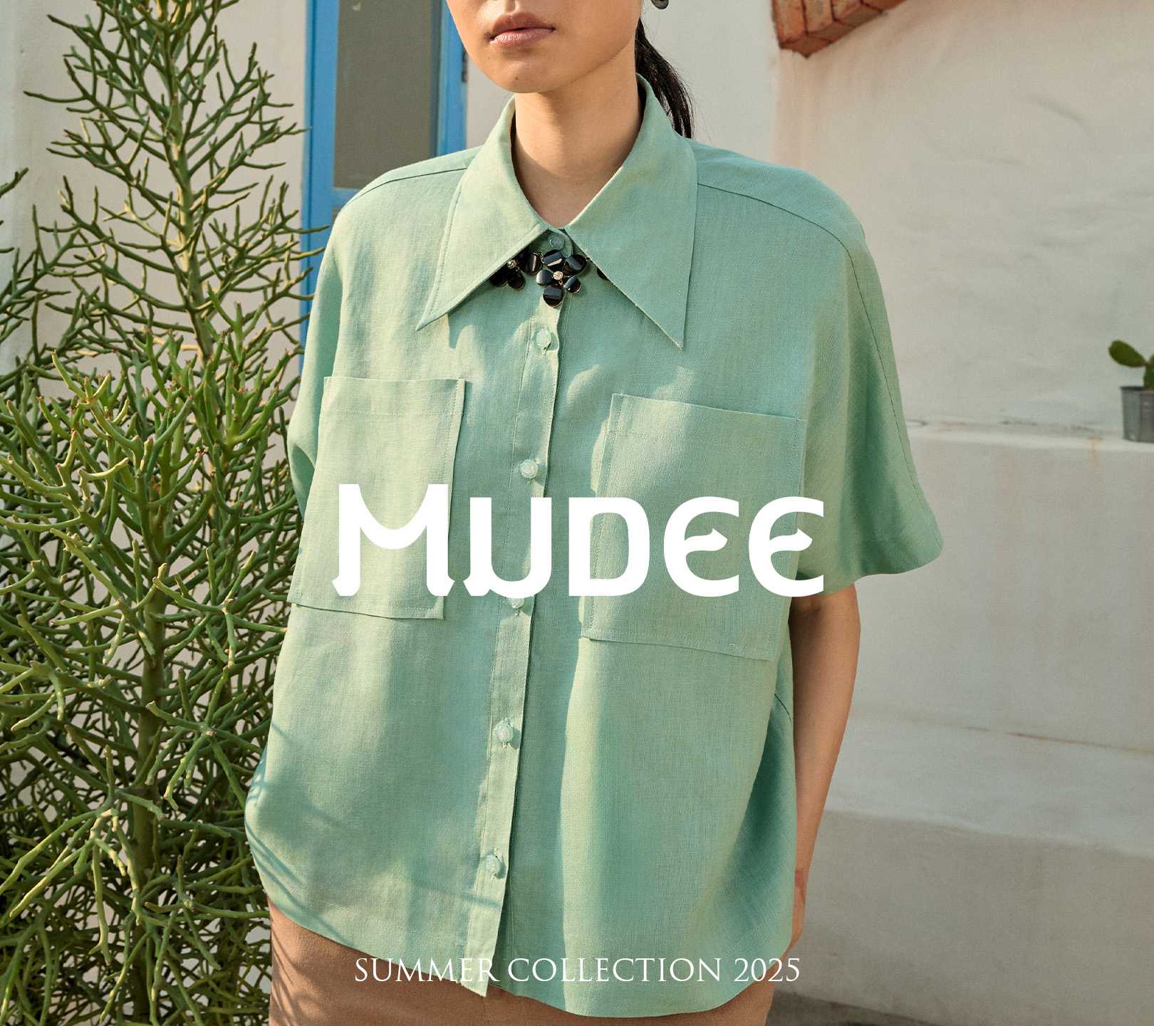 เสื้อเชิ้ตครอปสีเขียวมิ้นต์ แต่งพู่ปลายปก ผ้าลินินพรีเมียม
