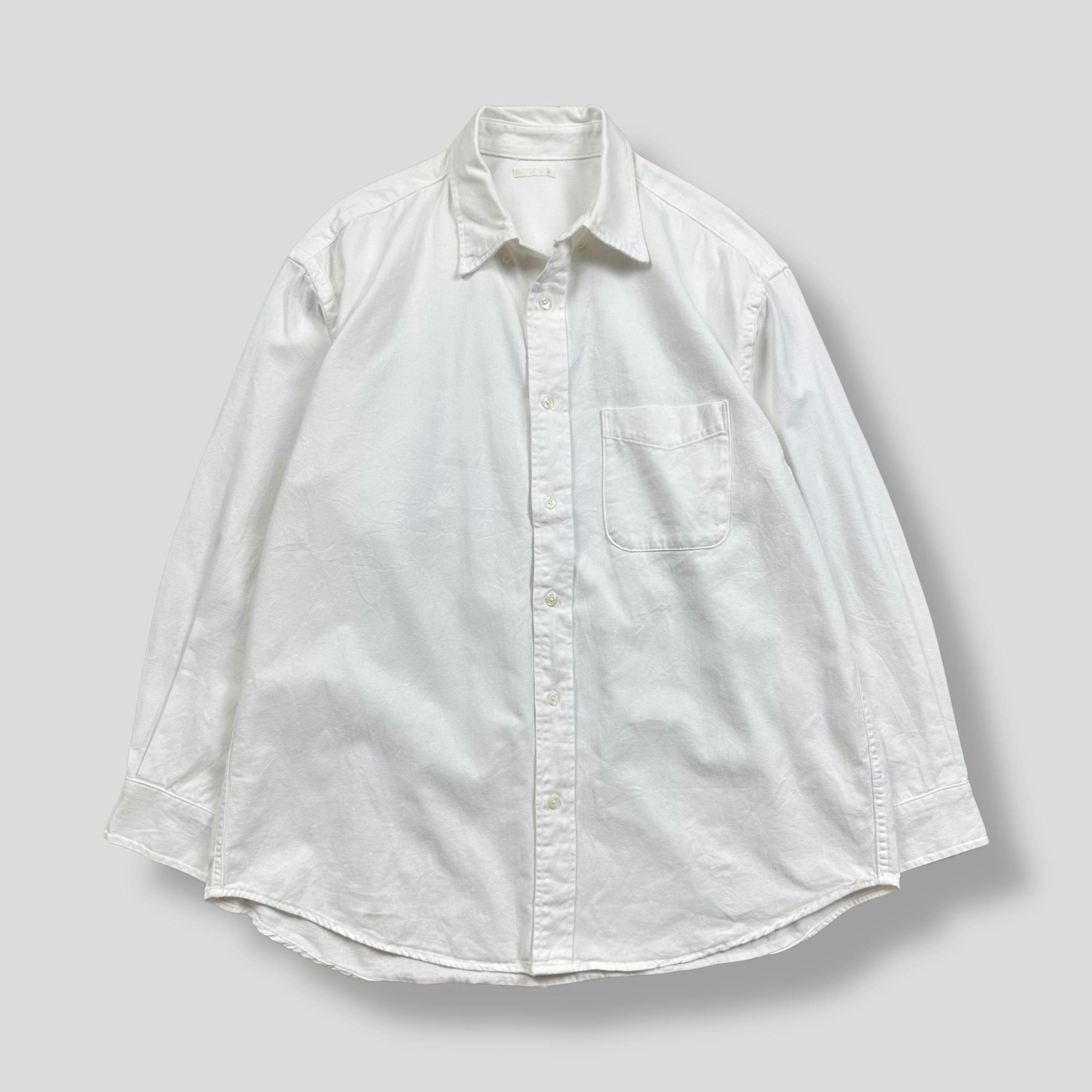 GU WHITE OVERSIZED COTTON  POCKET SHIRT 