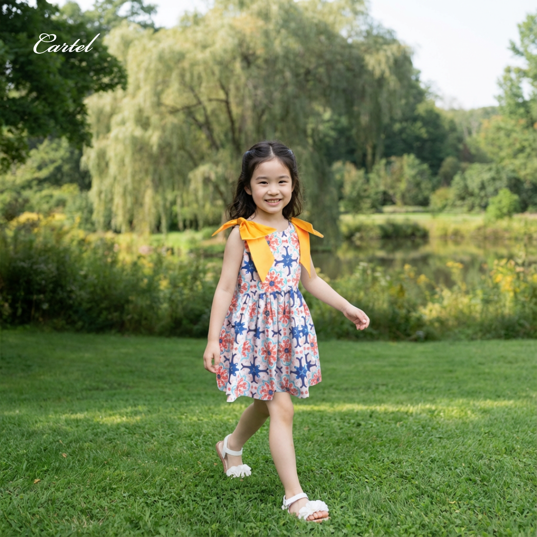 (CM) เดรสเด็กแขนกุดผูกโบว์ Mono-Morocco Dress l Cartelkids