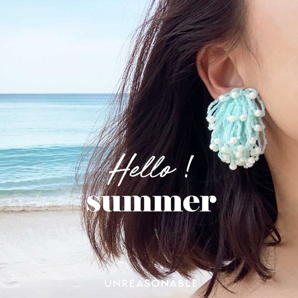 ต่างหูลูกปัด สีฟ้า ต่างหูคลิป สวยใส่สบาย UA0603-01 Unreasonable Accessories