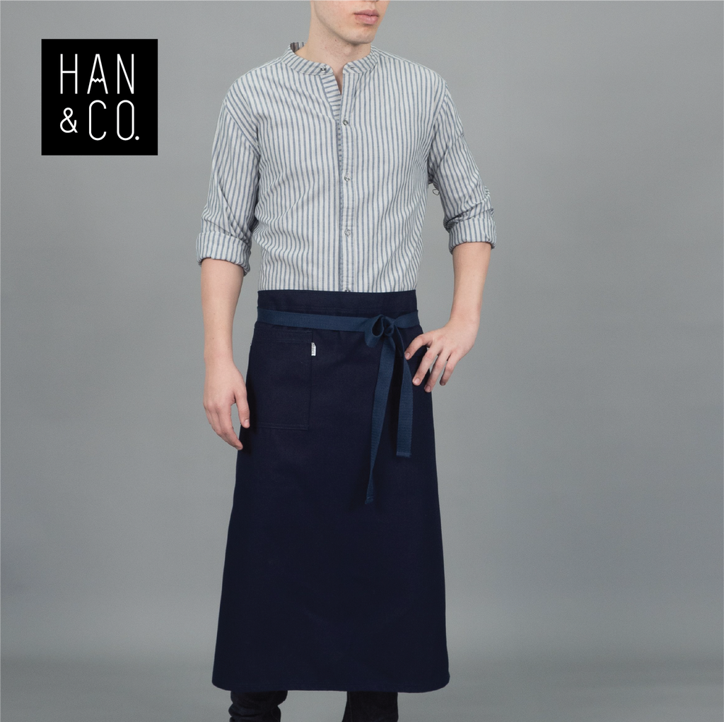 ผ้ากันเปื้อนรุ่น SOLID BLUE BISTRO APRON (สีอินดิโกน้ำเงินเข้ม, Indigo Blue)