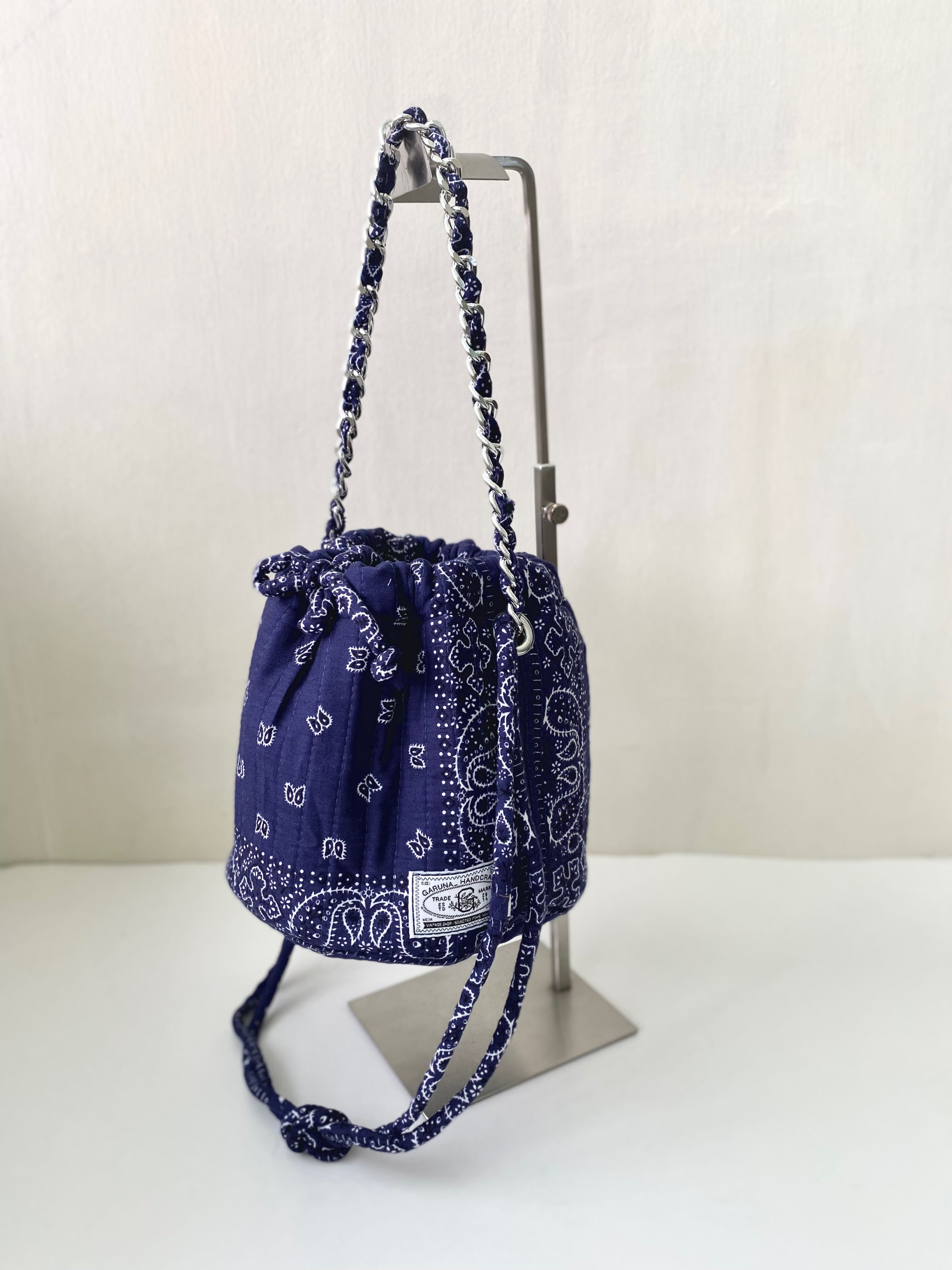 Dark Blue Mini Dumpling Bandana Bag no : mn 17