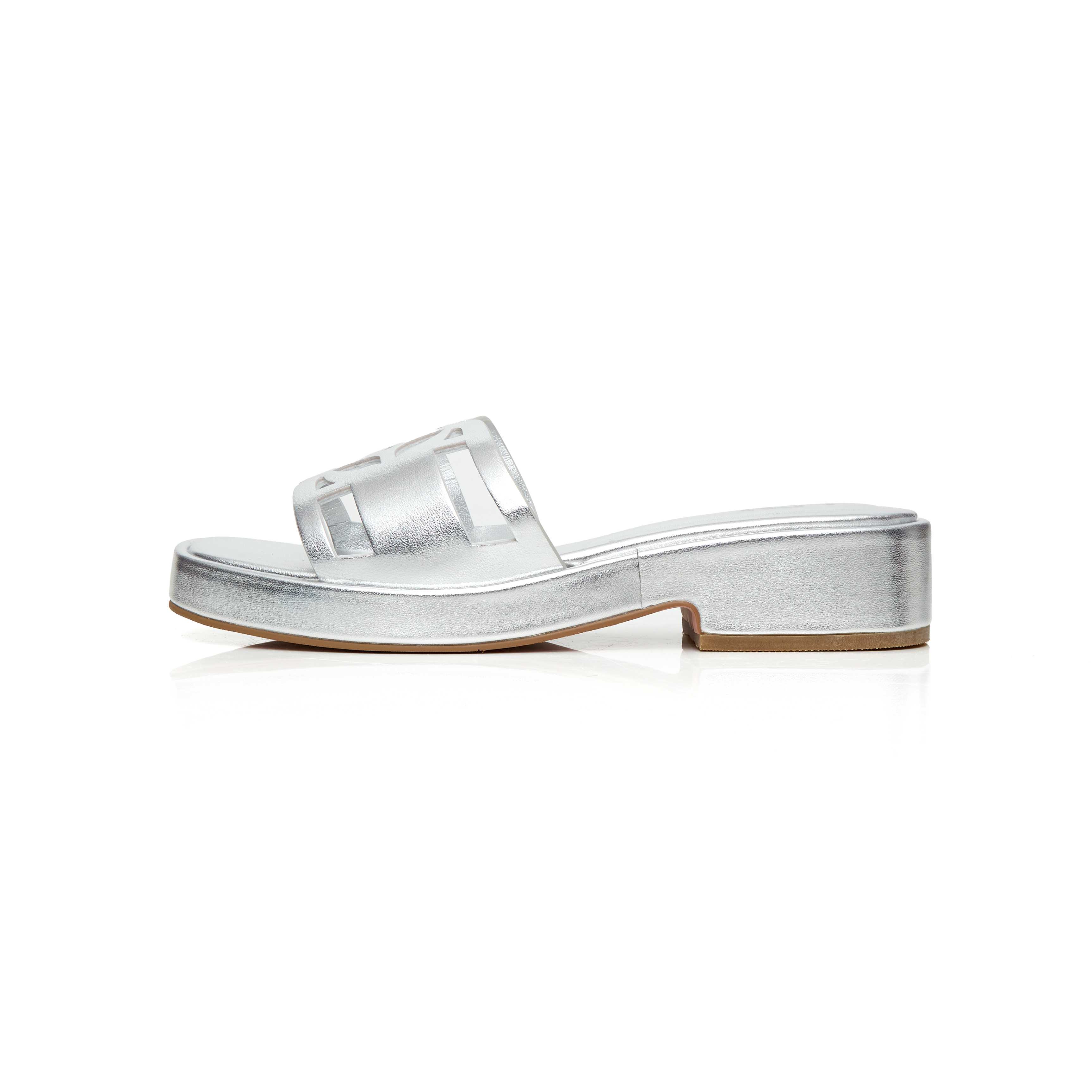 OandB Platform Sandals in Spotlight Silver