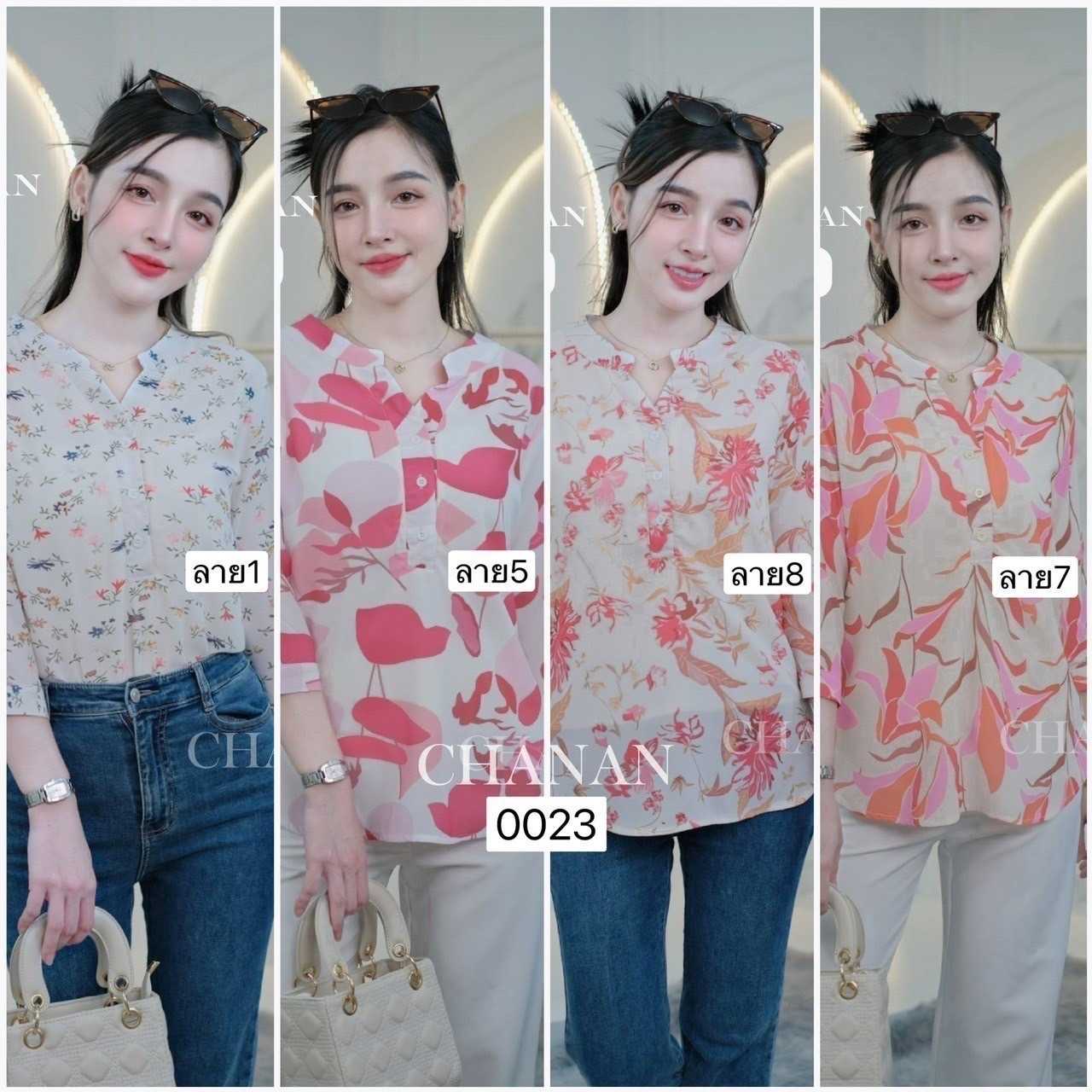 0023 เสื้อผ้าชีฟอง สีสวยหลายลายให้เลือก เนื้อผ้านุ่มลื่น มีซับใน ใส่สบาย มี10ลาย
