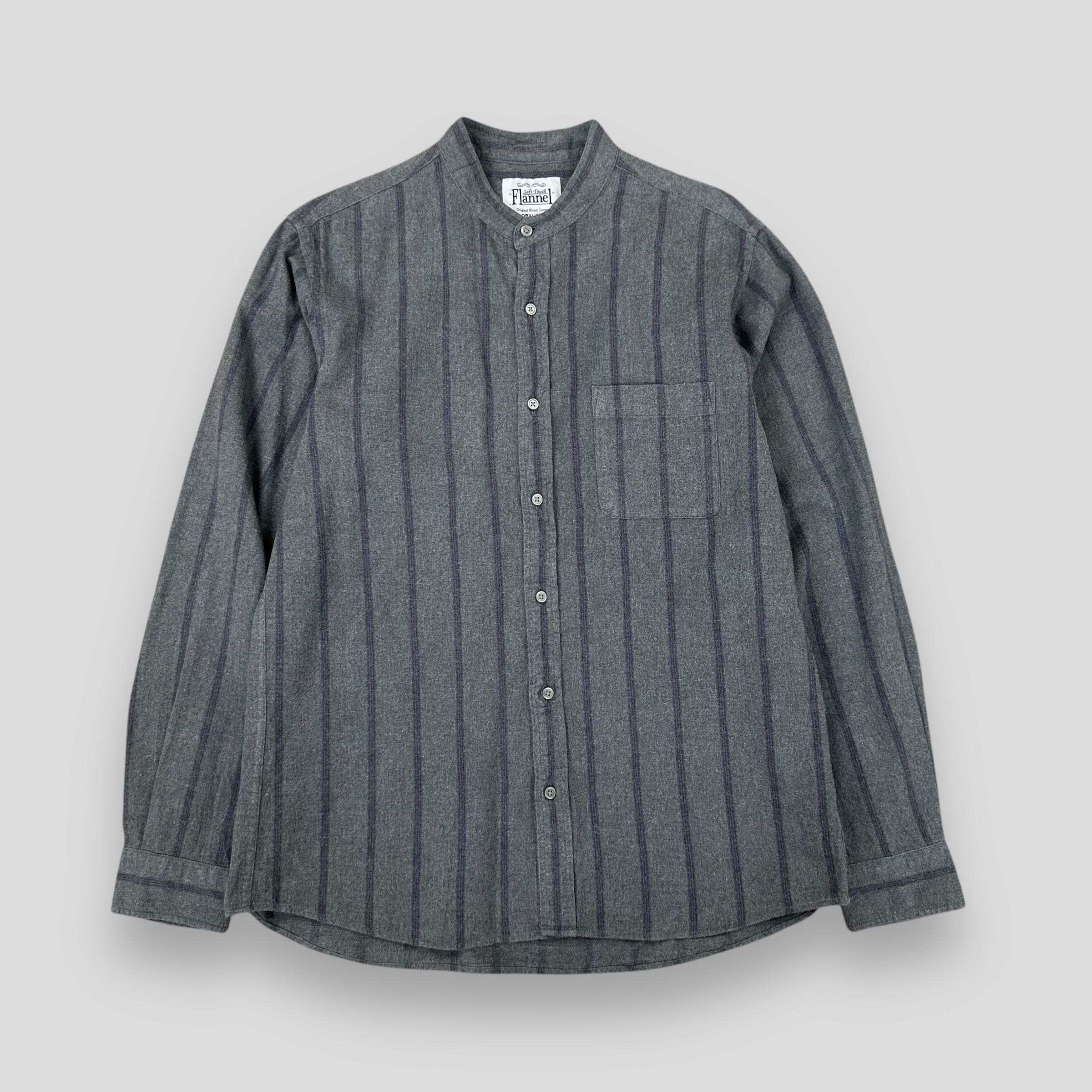 GLOBAL WORK FLANNEL STAND COLLAR POCKET SHIRT 