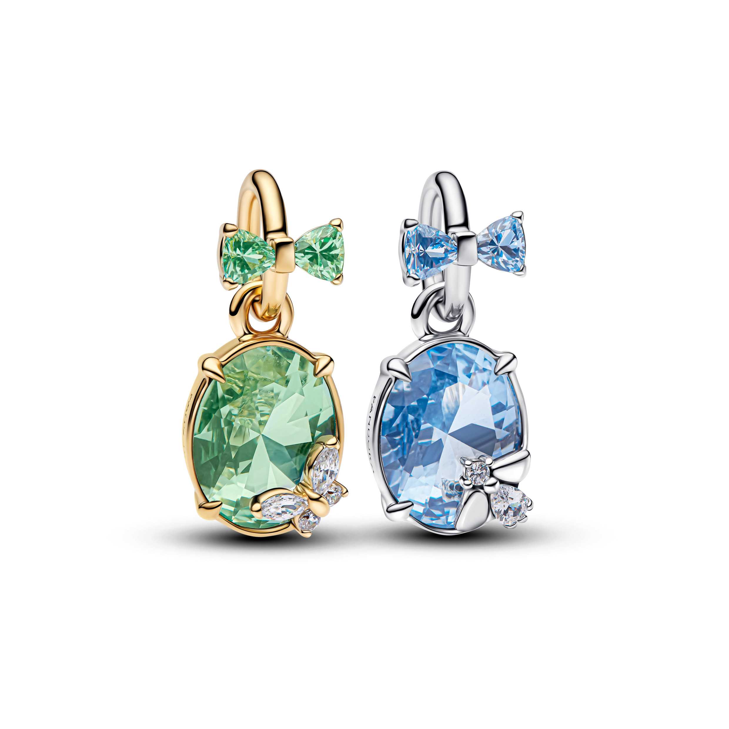 Bee and butterfly sterling silver and 14k gold-plated splittable dangle