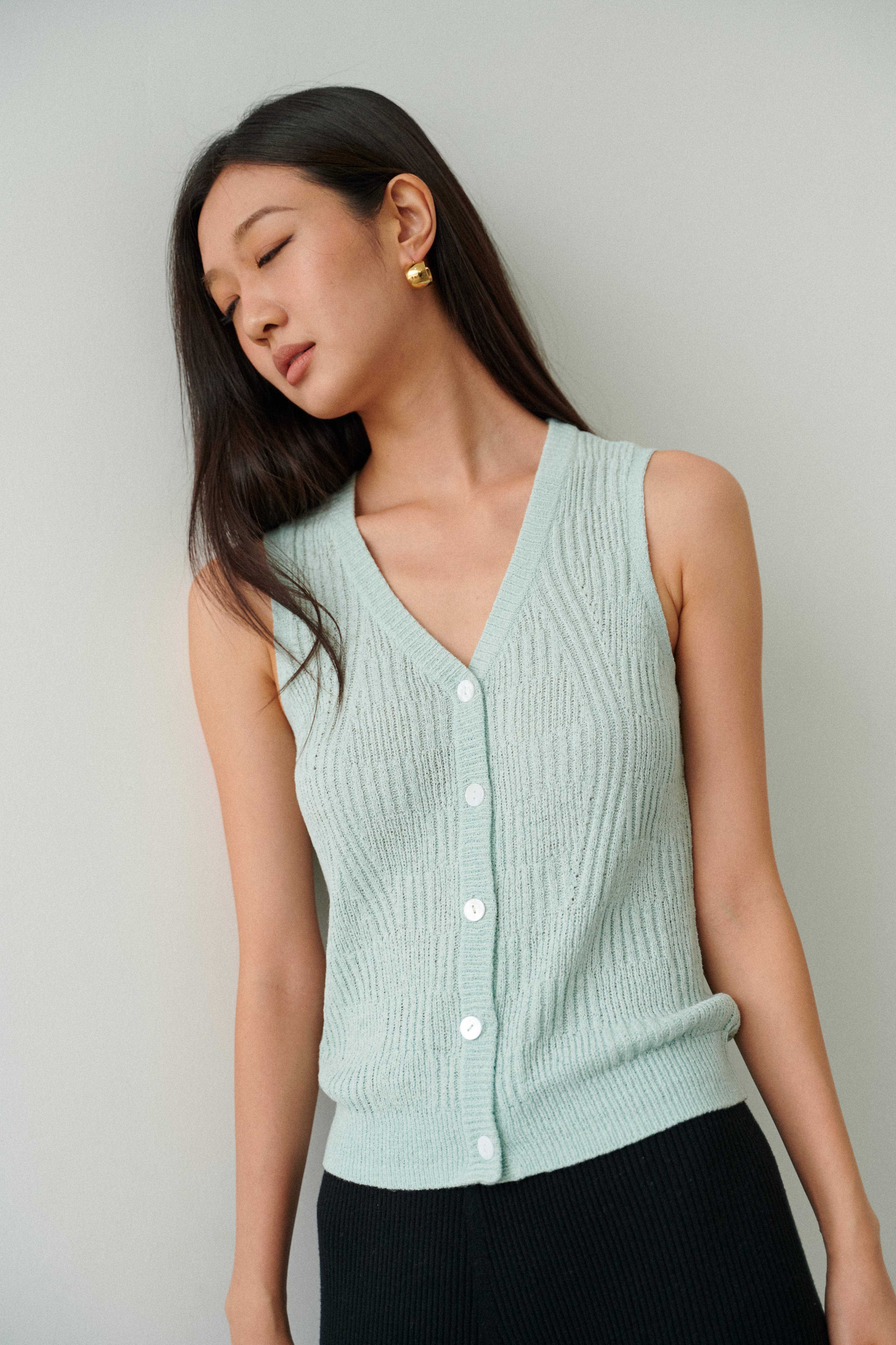 Spring Knit Vest - Hint Of Mint