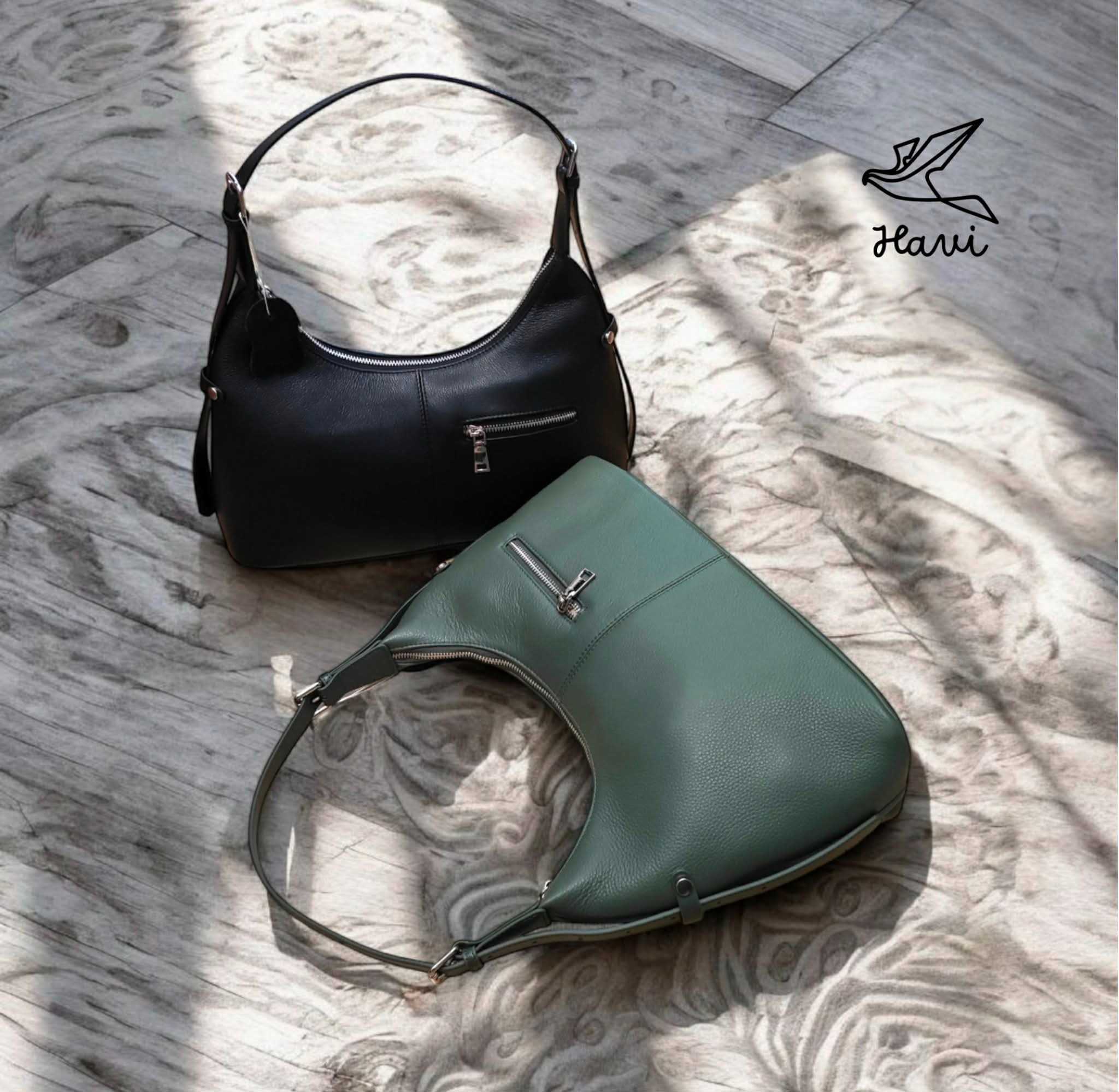 🌟🌟 HAVI 🌟🌟 กระเป๋าหนังวัวแท้ สไตล์Hobo 🌜ทรงเสี้ยวพระจันทร์ งานแฮนด์เมด เกรดพรีเมี่ยม🪡🧵