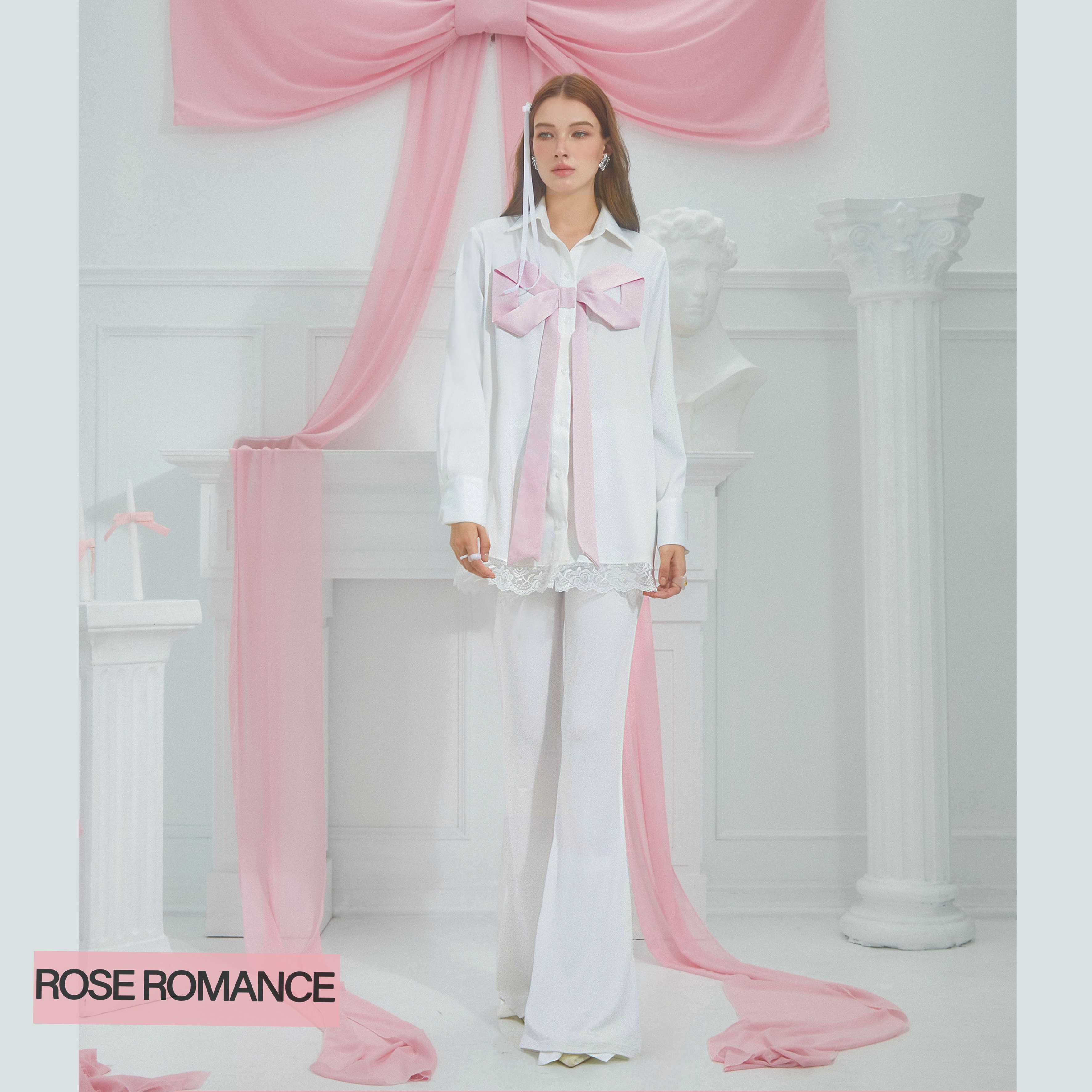 [พร้อมจัดส่ง] ROSE LACE BOW SHIRT WHITE