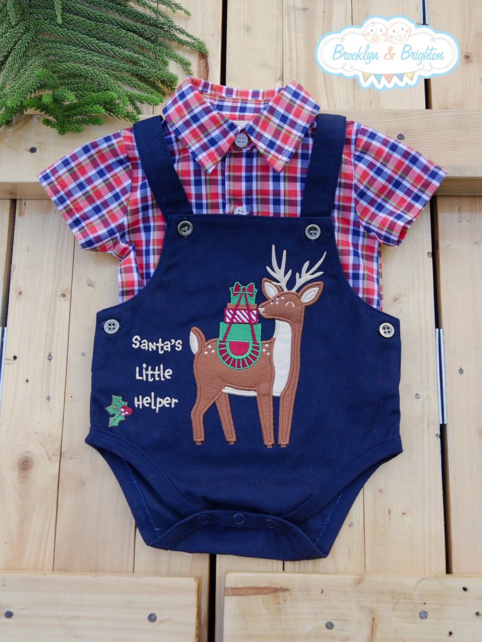 Reindeer Gifts (2Pcs: Shirt+Dungaree) (0/3M - 9/12M)