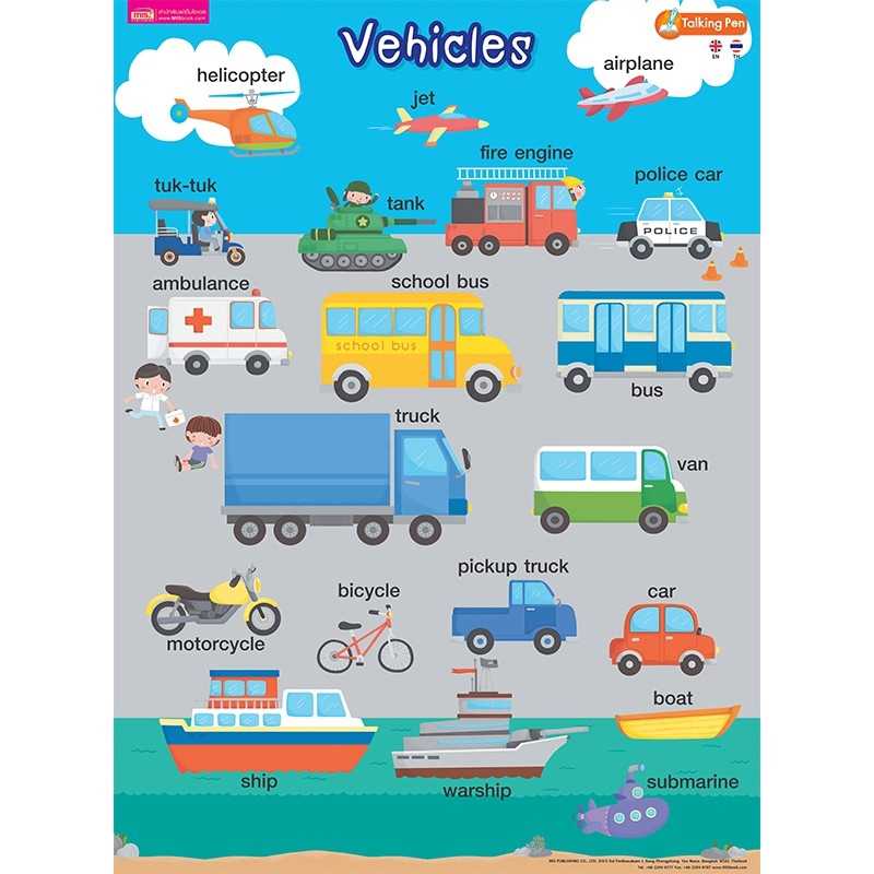 โปสเตอร์พลาสติก Vehicles (ใช้กับ Talking Pen)