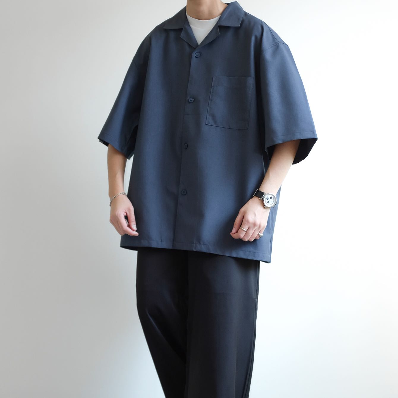 GU  Open Collar Cotton Oversized Shirts