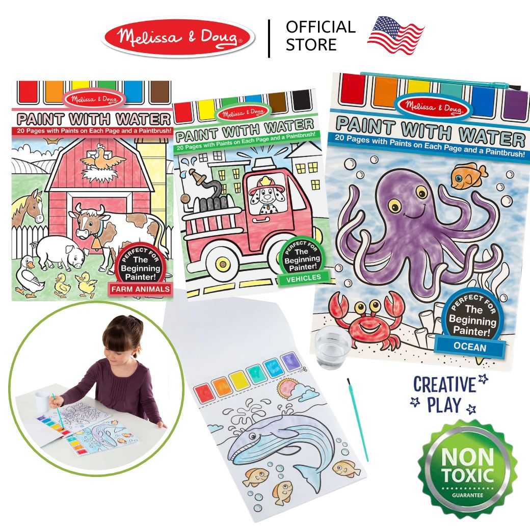 (ของแท้ USA) สมุดระบายสีด้วยน้ำ ไม่เลอะเทอะ Melissa & Doug Paint With Water Farm Sea Safari 3176