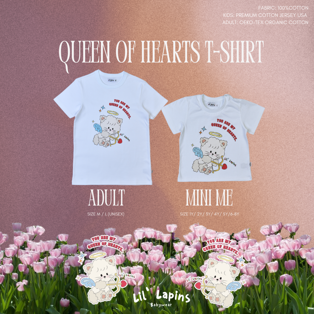 Queen of Hearts T-Shirt เสื้อยืดเด็กและผู้ใหญ่ 100% OEKO-TEX Organic Cotton / USA Cotton