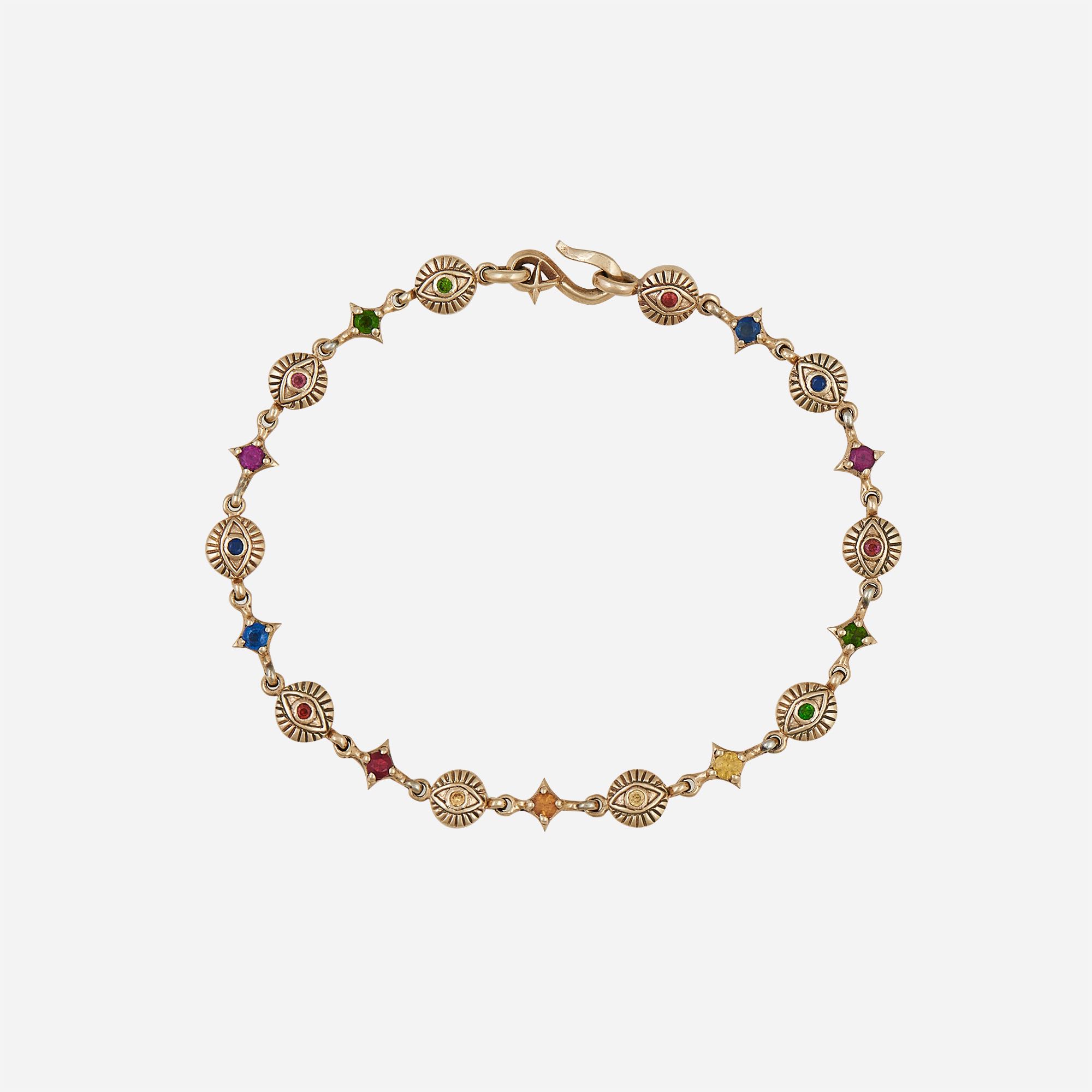 Third Eye Yellow Gold 9 K with Multi Color Stone Bracelet