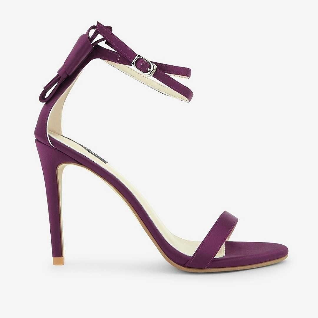 CLEARANCE รองเท้าส้นสูง Bow satin high heels - Purple