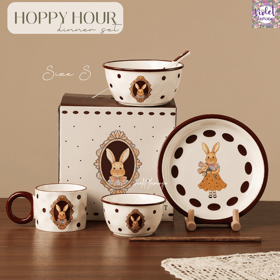 Hoppy Hour Dinner Set ชุดจานถ้วยและแก้วมัคลายกระต่าย