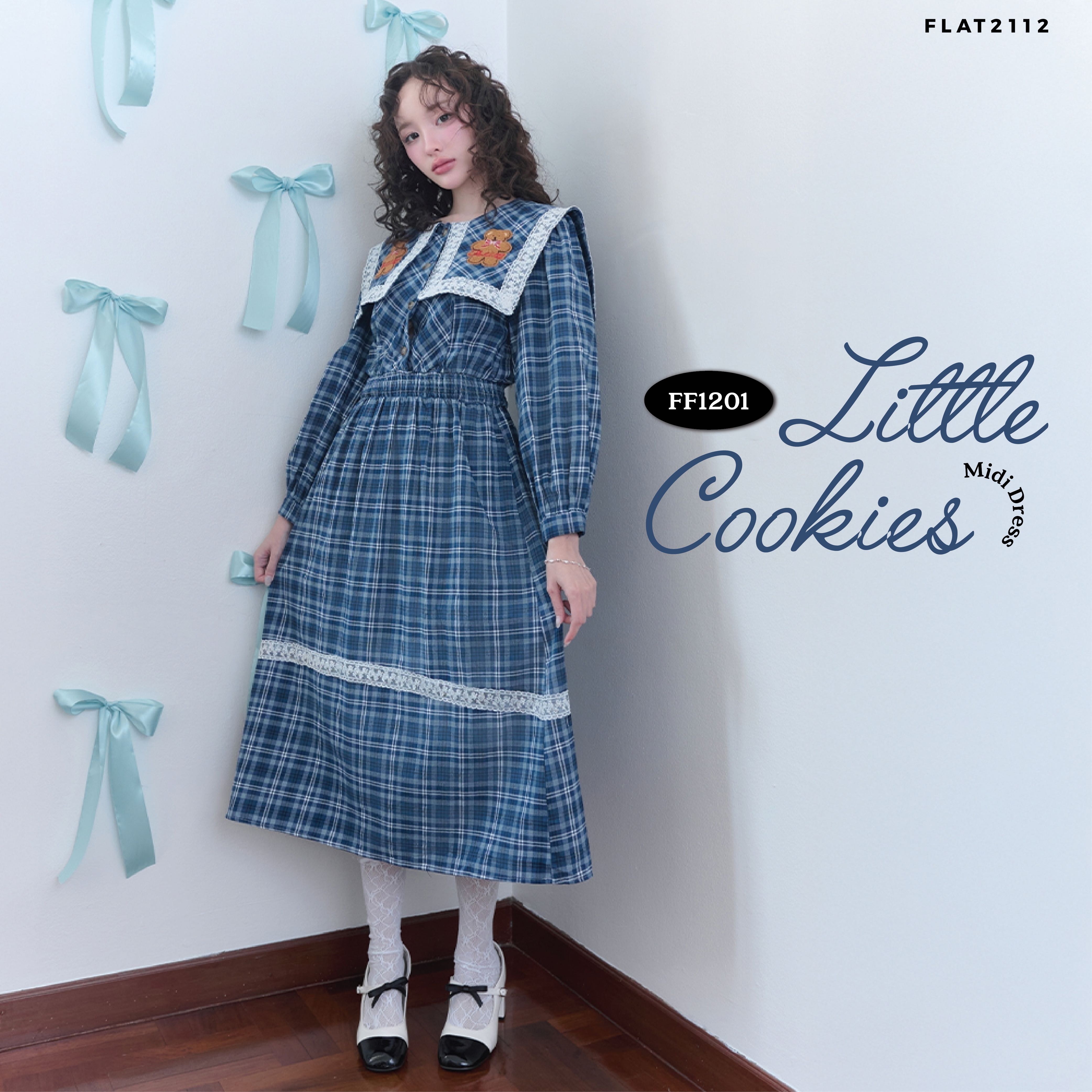 FLAT2112 : LITTLE COOKIES MIDI DRESS  เดรสยาวสุดปัง เดรสยาวน่ารัก เดรสใส่เที่ยว (FF1201)
