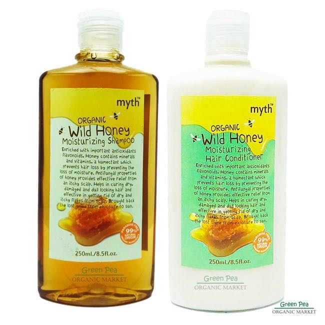 Myth แชมพู และ ครีมนวดผม ออแกนิก ไวลด์ฮันนี่ ,Organic Wild Honey with moisturing Shampoo